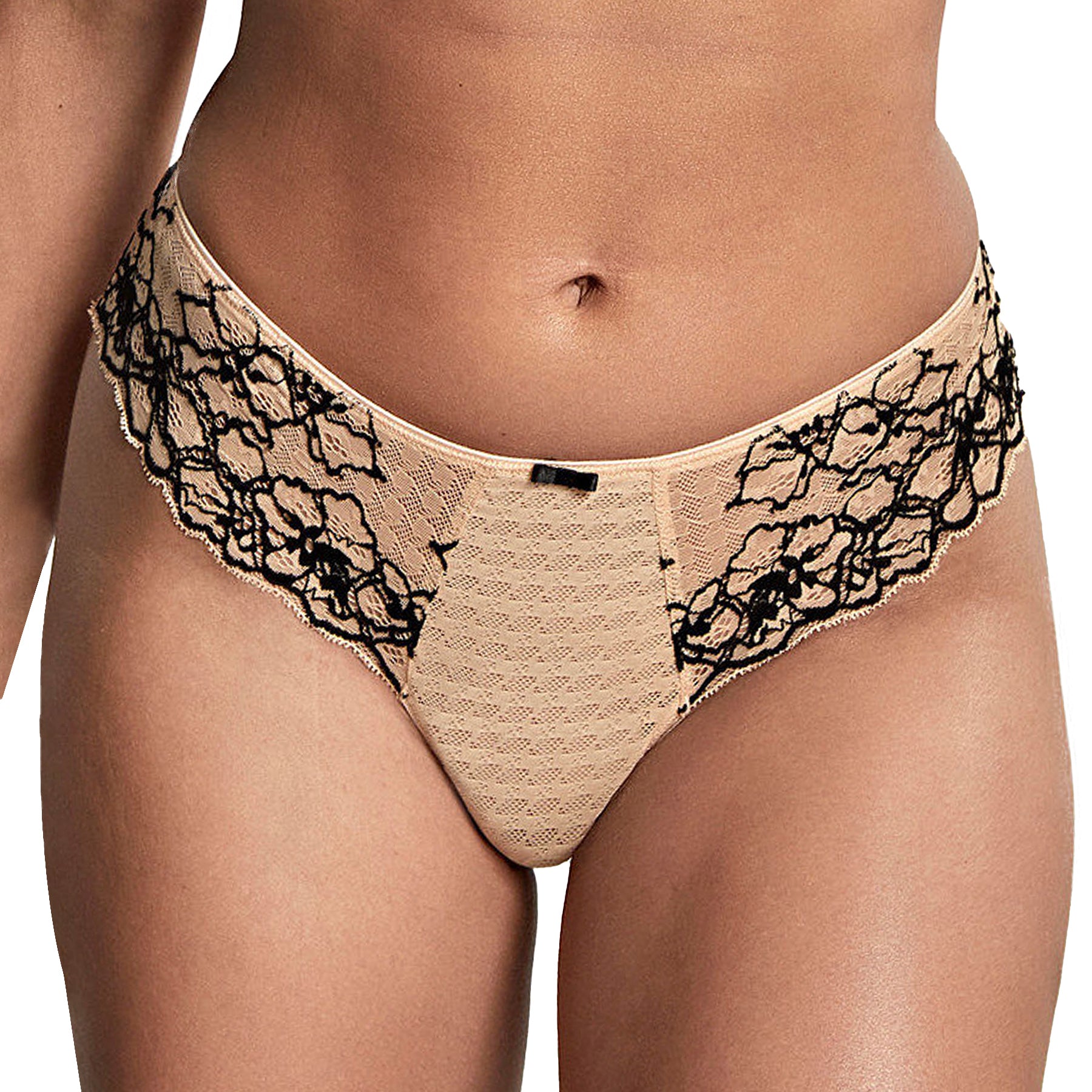 Panache Envy Thong 7289 Sand Black Front