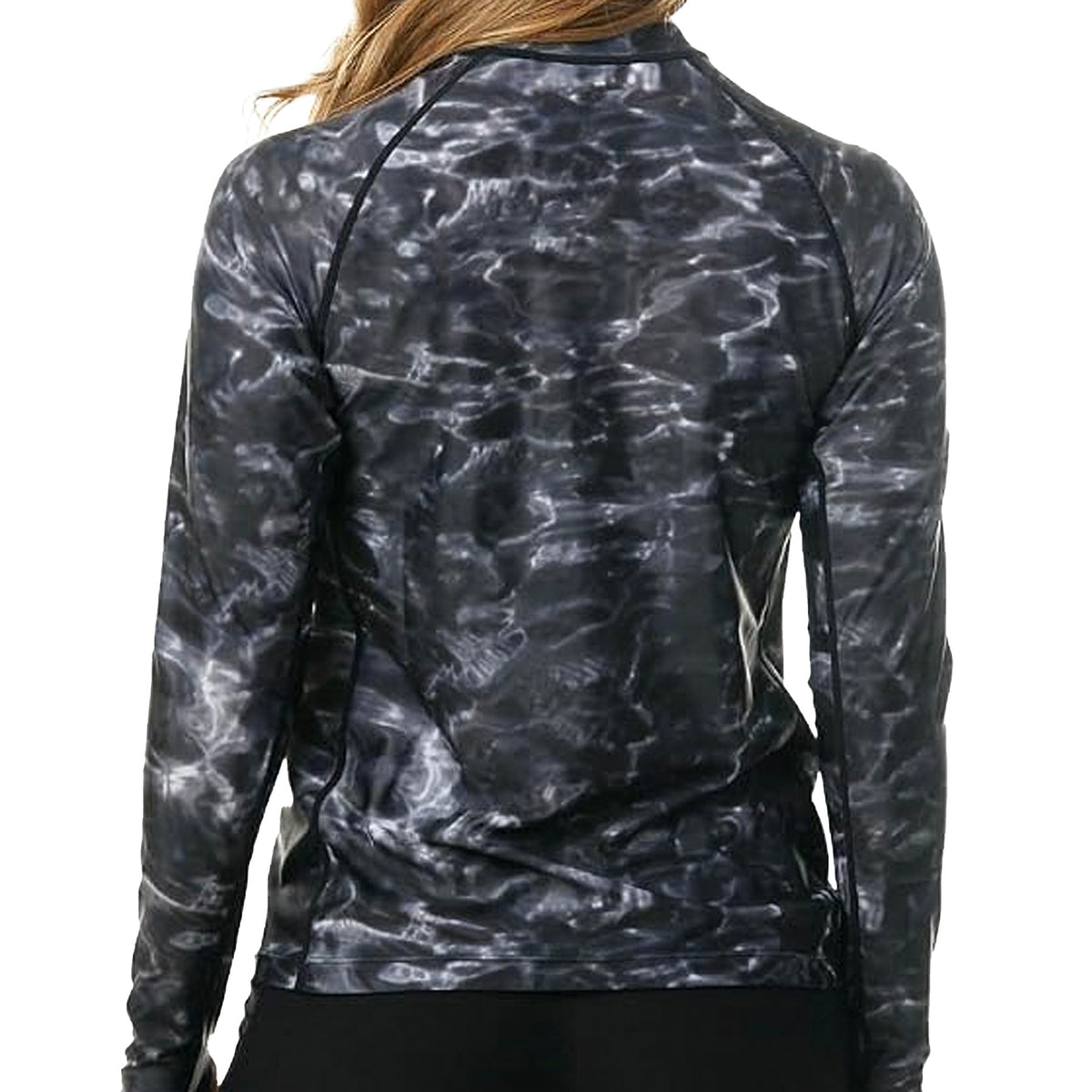 Aqua Design Womens UPF 50+ Rash Guard Long Sleeve Shirt Black Waters Back