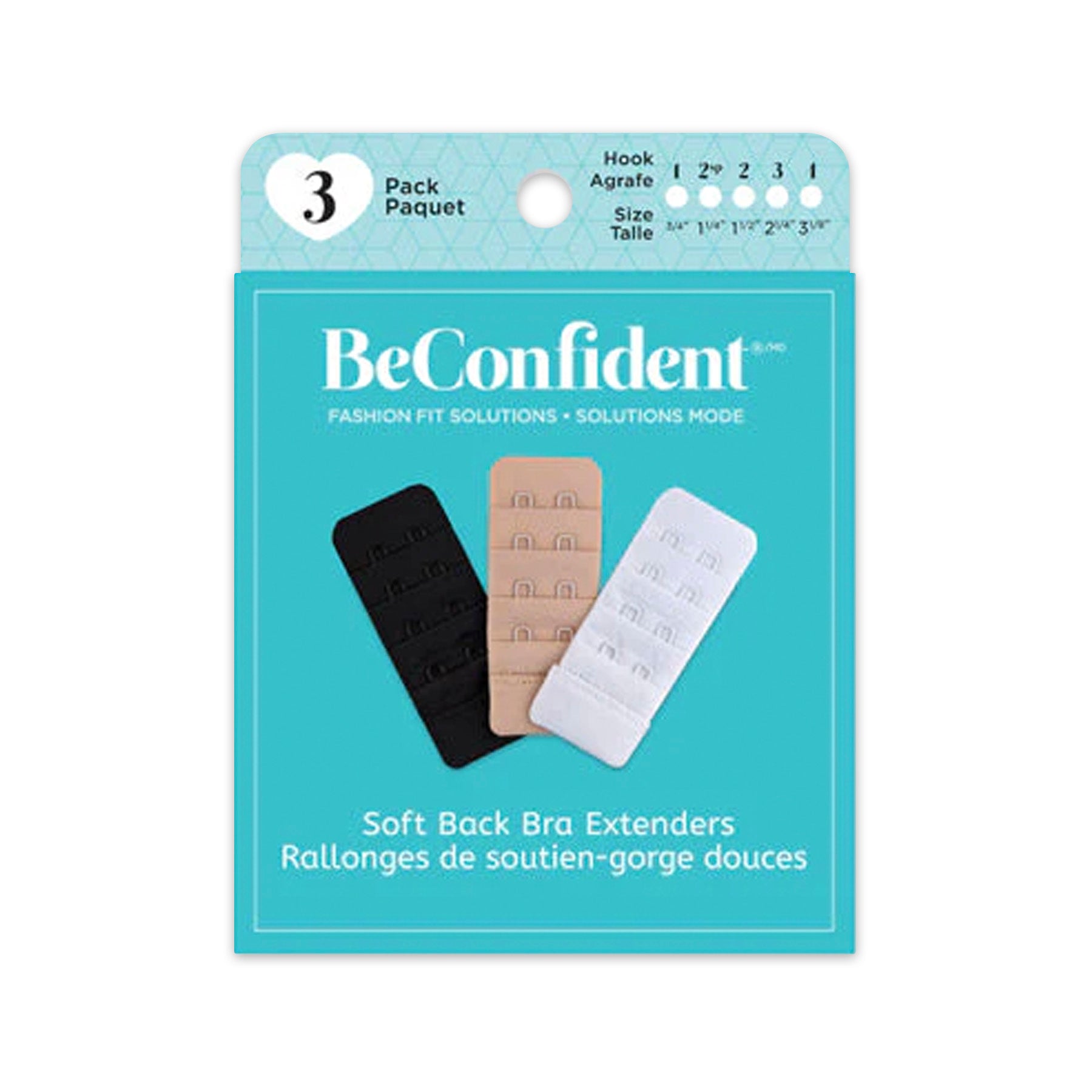 BeConfident Soft Back Bra Extenders 4 Hook Packaging