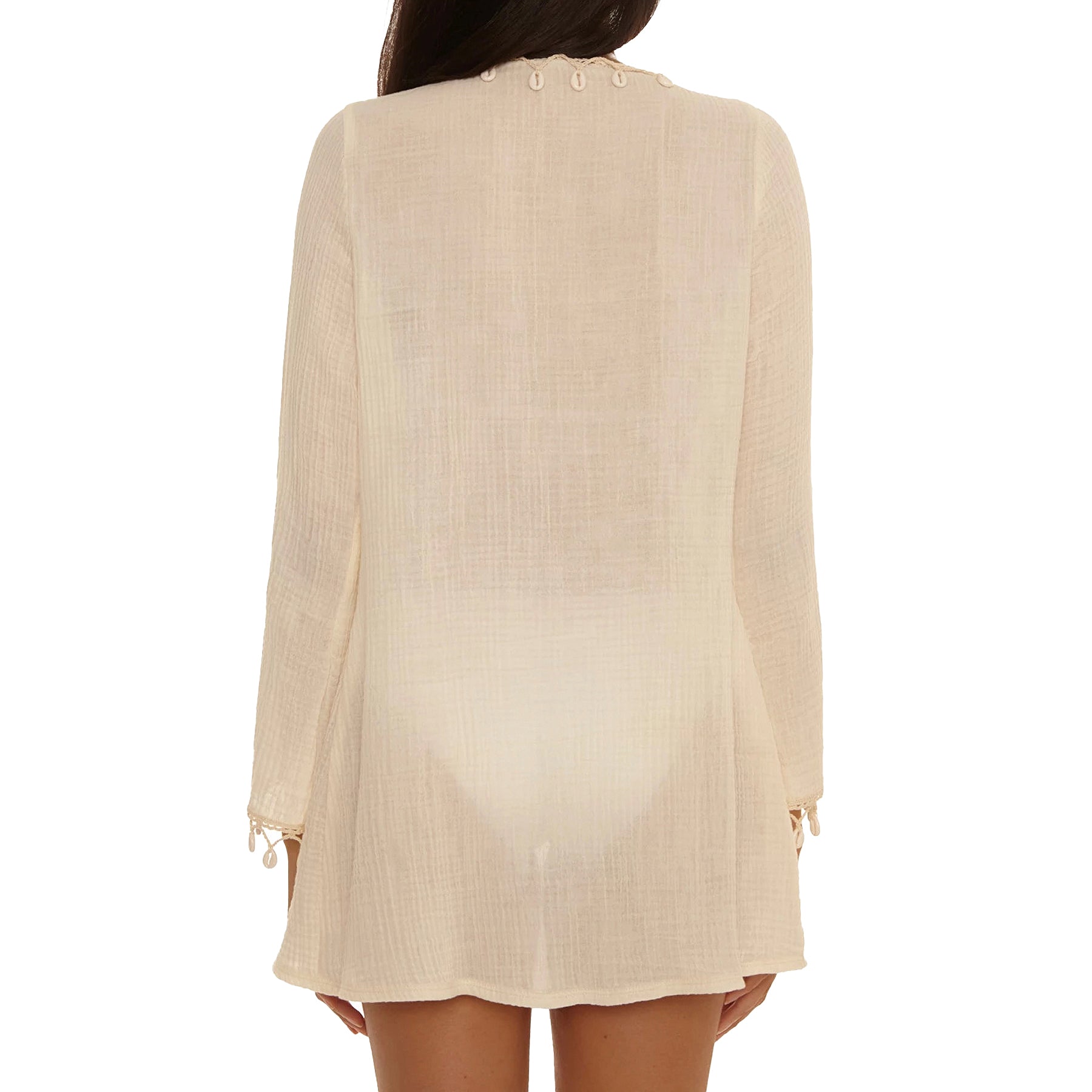 Becca In the Net Shell Trim Tunic Cover Up 5139671 Natural Back