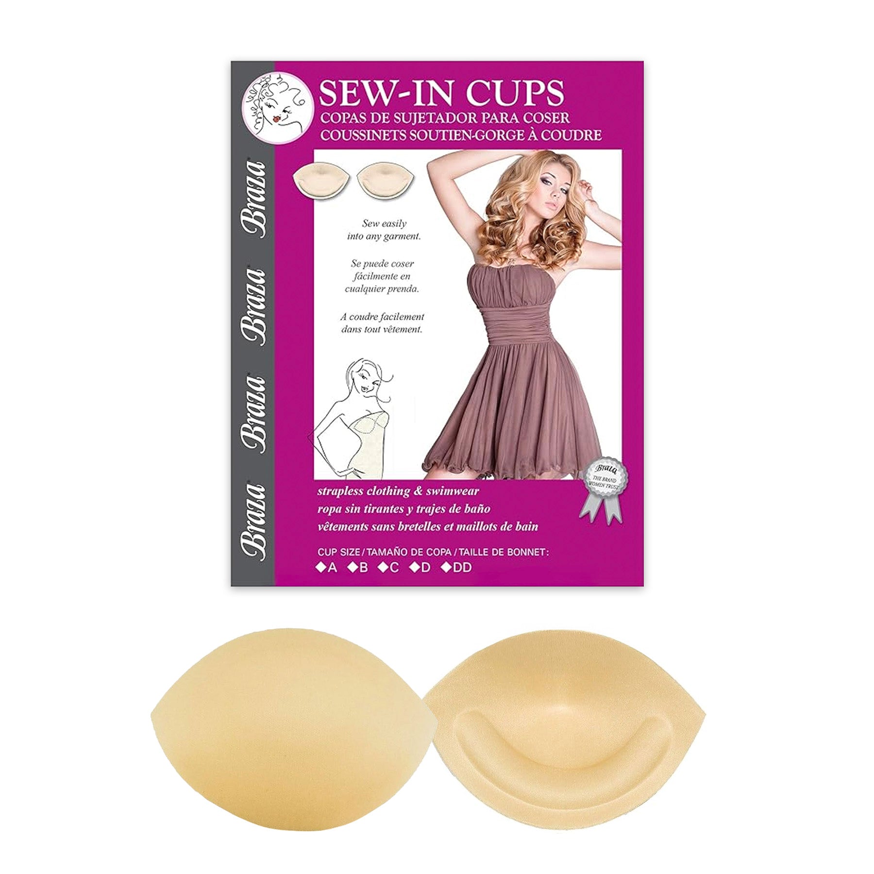 Braza BRZ-2600 Sew-In Cups Nude Packaging and Product Front and Back
