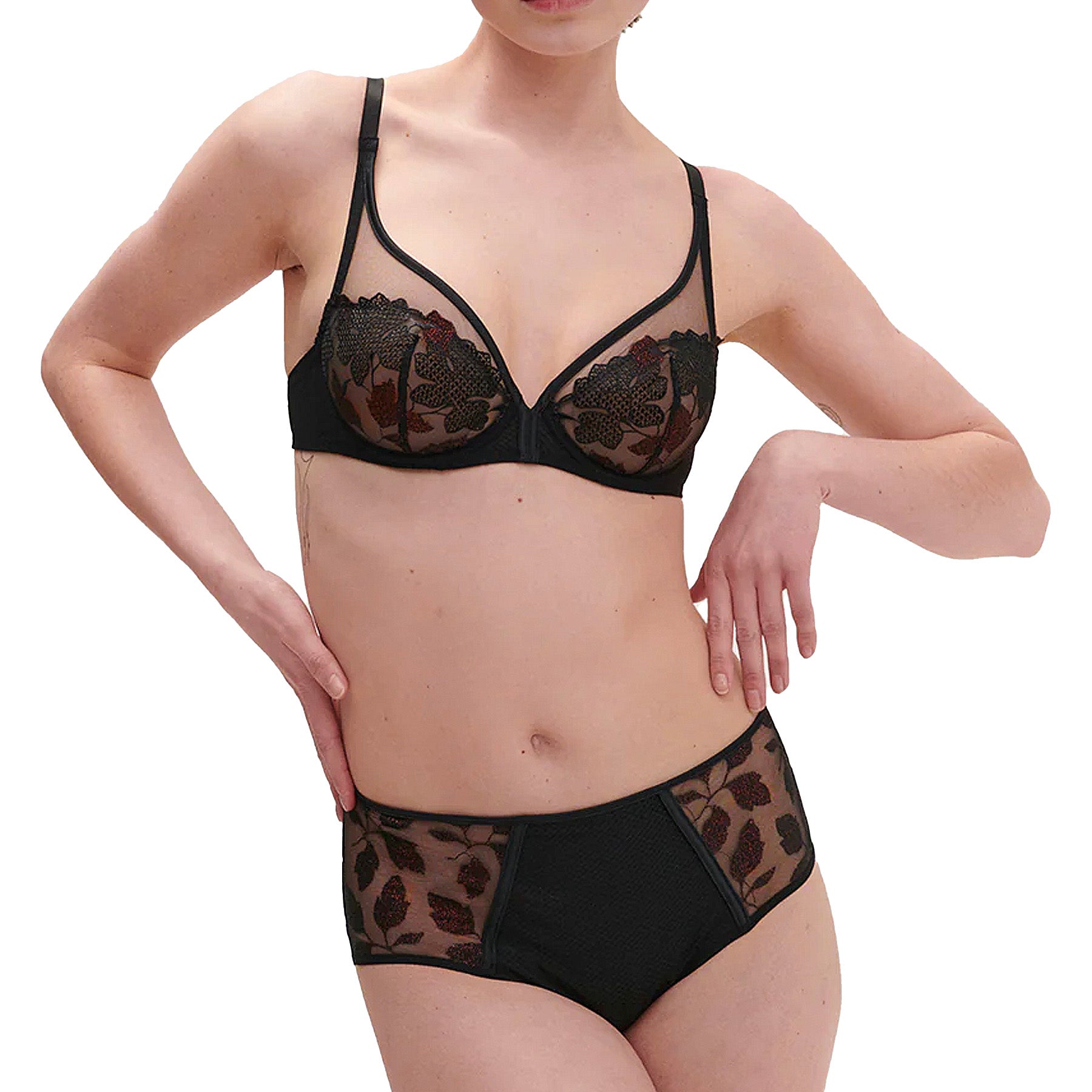 Simone Perele Dahlia Retro Brief 14V770 Copper Black Set