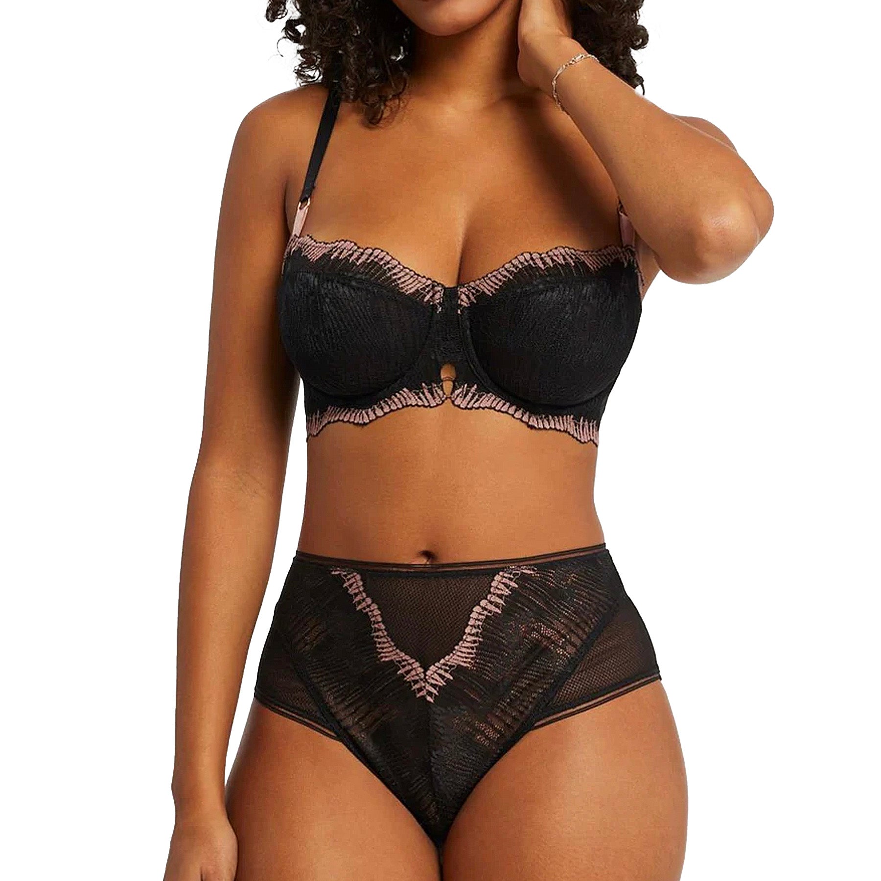 Montelle Dolce Vita Keyhole Balconette Bra 9558 Black Bloom Set