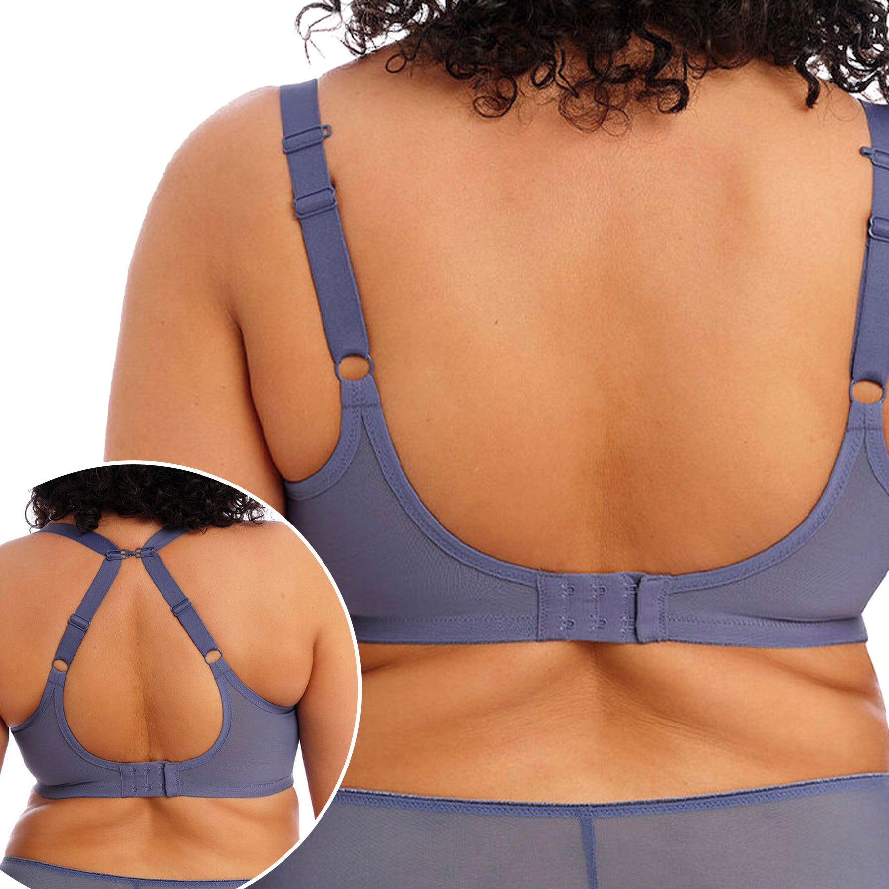 Elomi Matilda UW Plunge Bra EL8900 Denim Daisy Back
