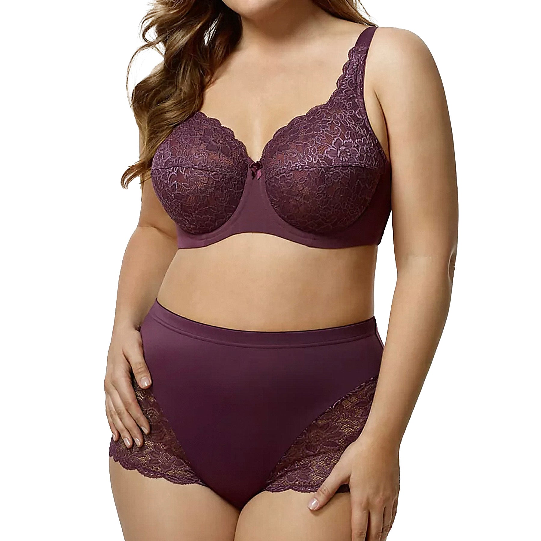 Elila Cheeky Stretch Lace Panty 3311 Plum Set