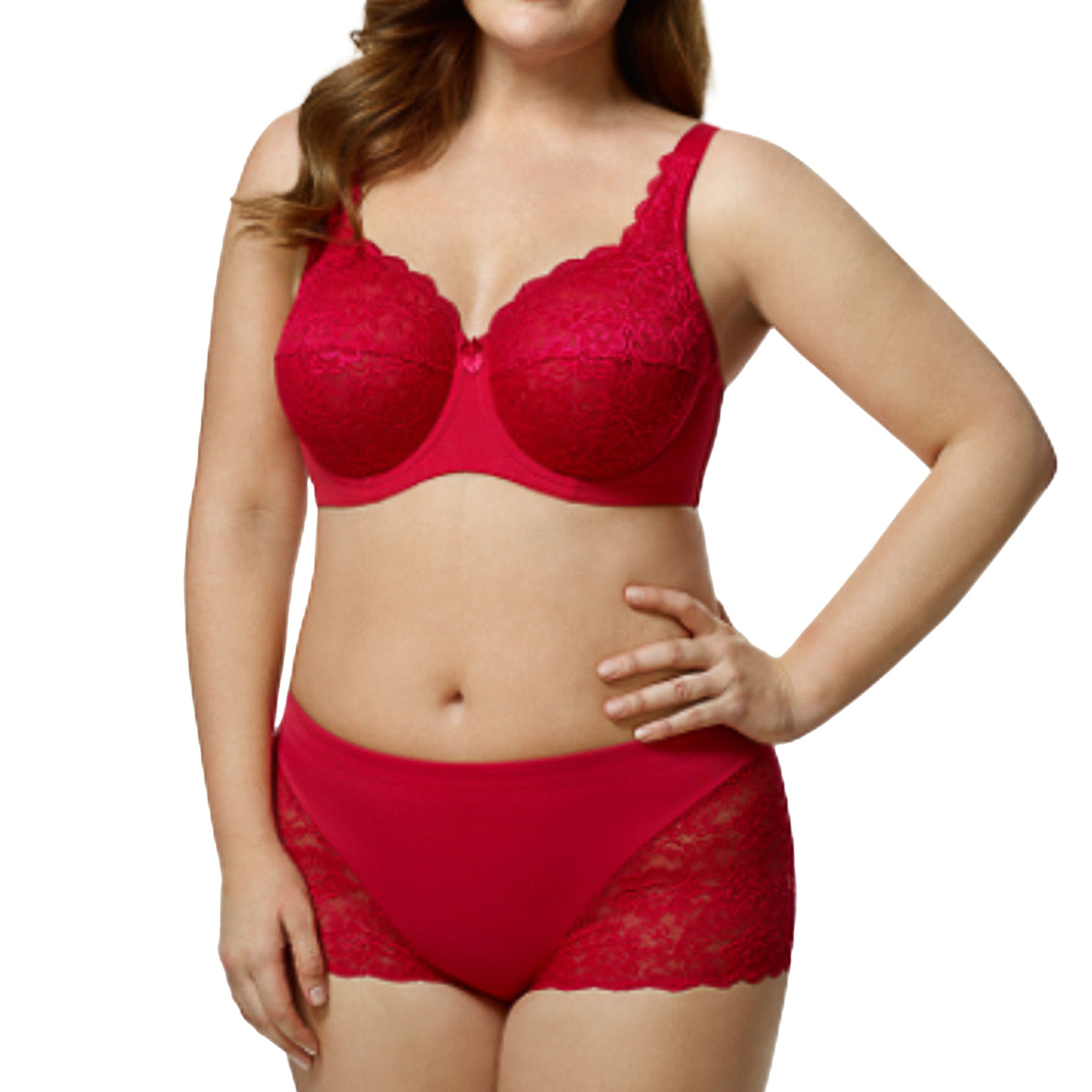 Elila Cheeky Stretch Lace Panty 3311 Red Set