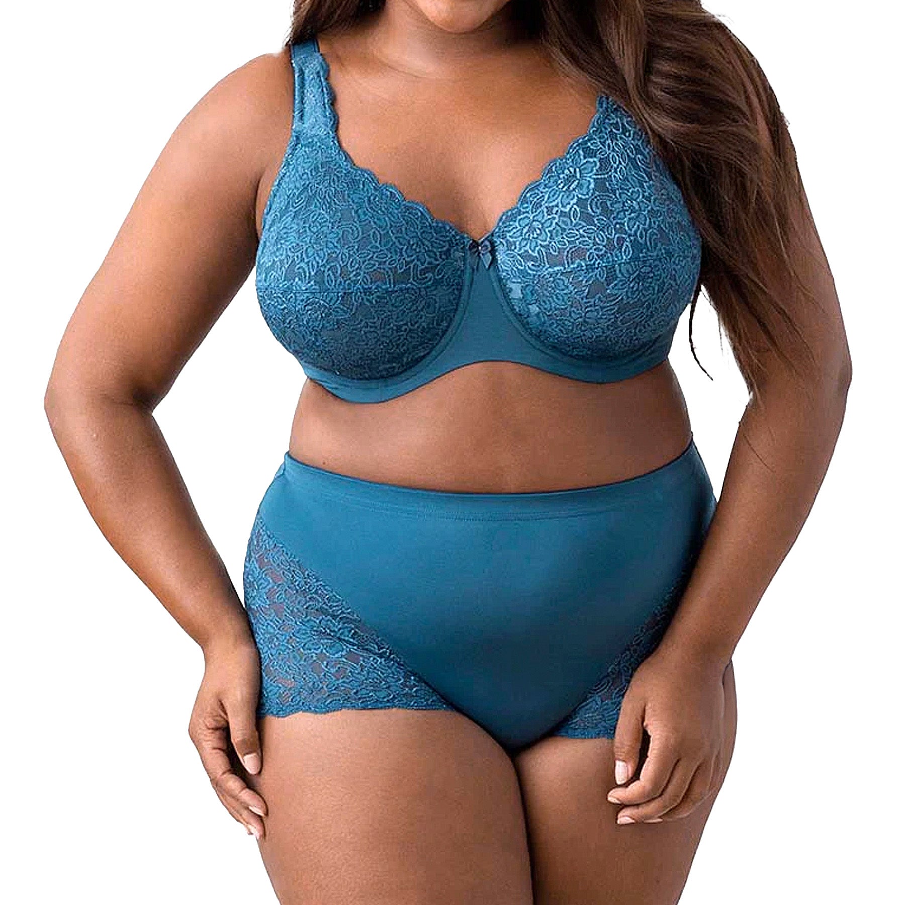 Elila Cheeky Stretch Lace Panty 3311 Teal Set