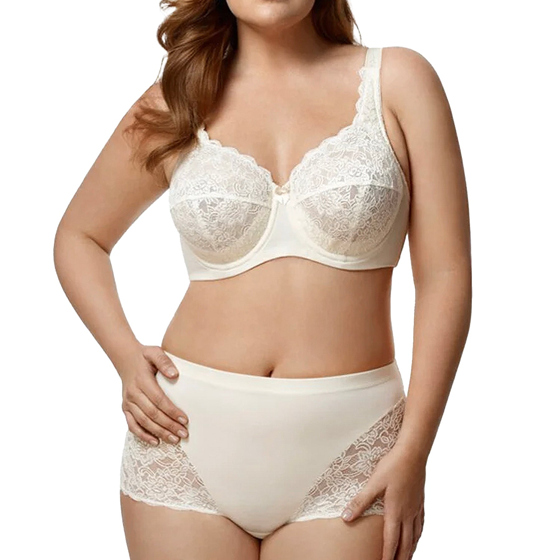 Elila Full Coverage Stretch Lace Underwire Bra 2311 Ivory Set