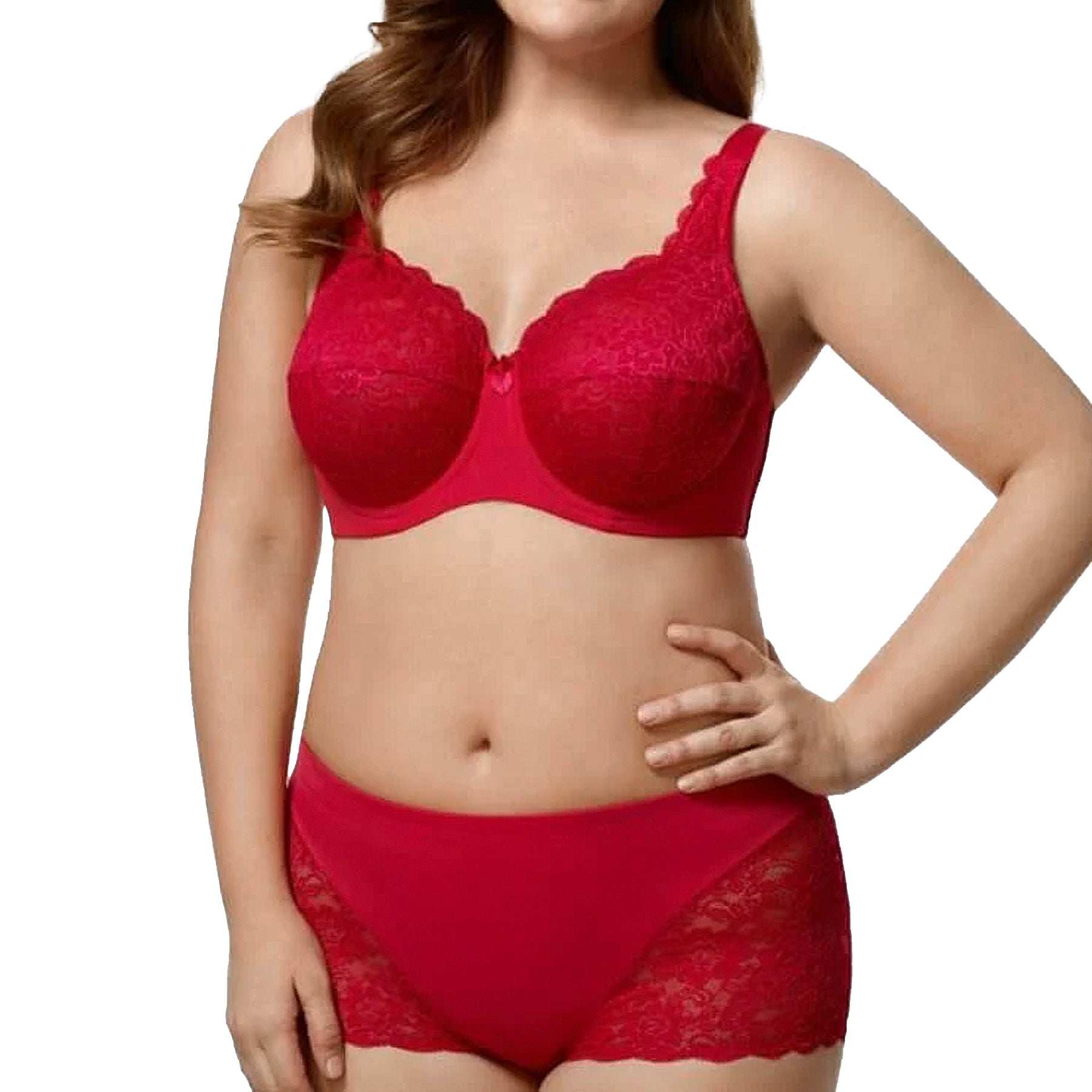 Elila Full Coverage Stretch Lace Underwire Bra 2311 Red Set