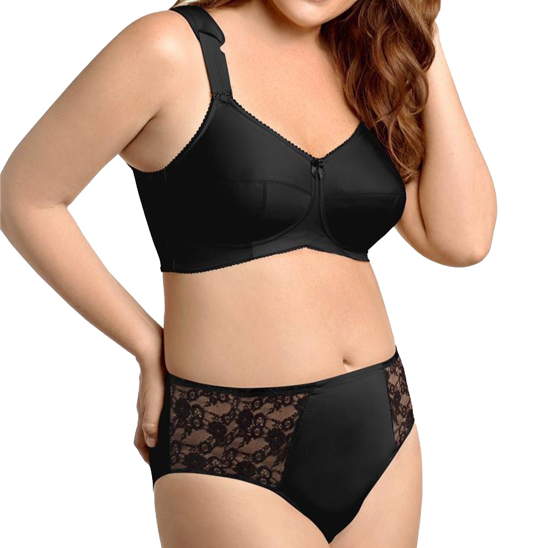 Elila Full Coverage Wireless Soft Cup Bra 1505 Black Set