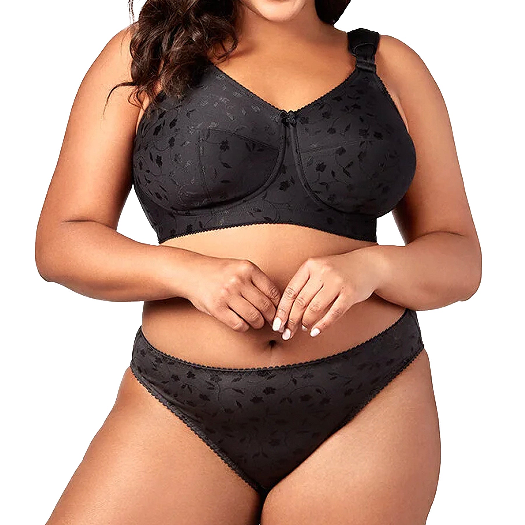 Elila Jacquard Soft Cup Bra 1305 Black Set