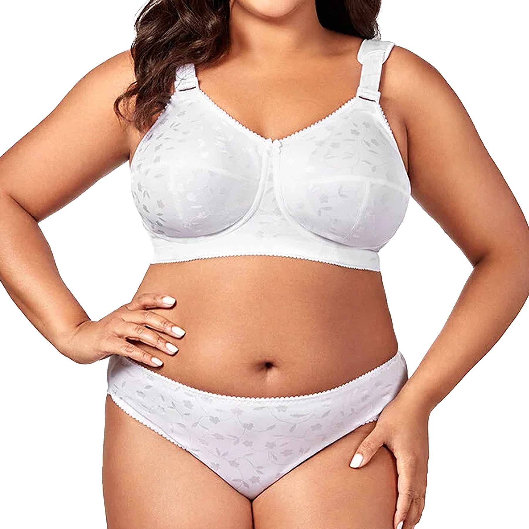 Elila Jacquard Soft Cup Bra 1305 White Set