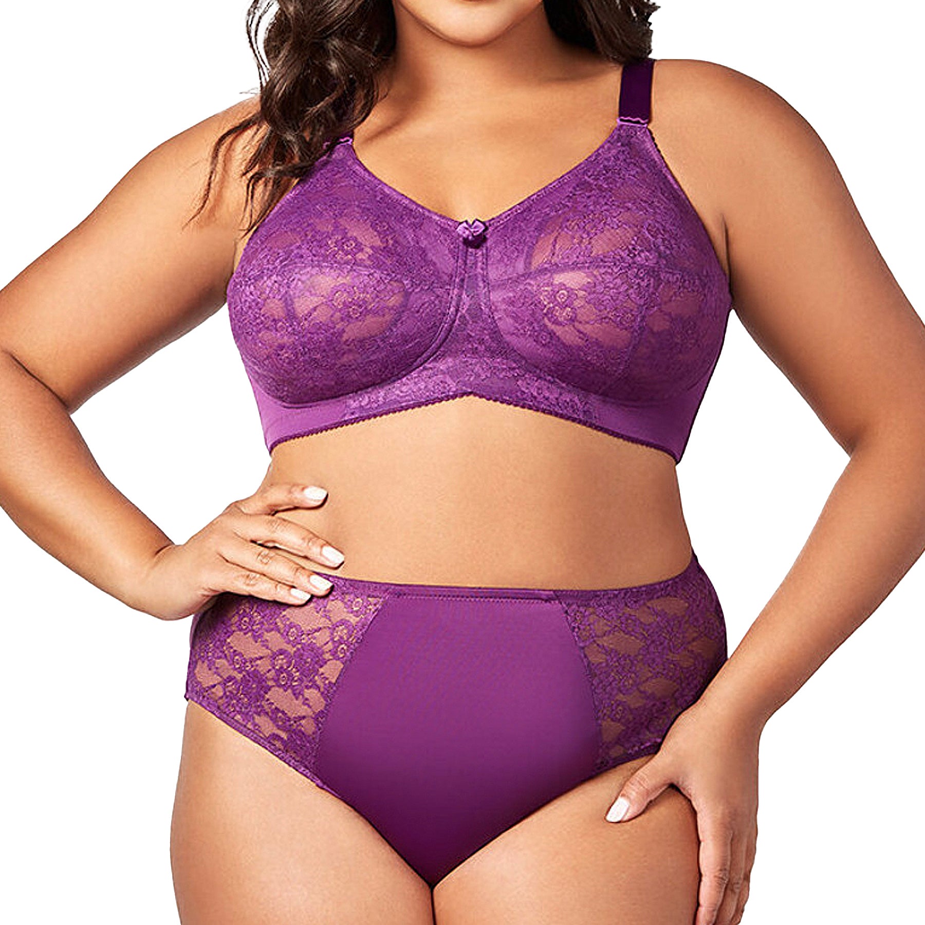Elila Lace Soft Cup Bra 1303 Aubergine Set