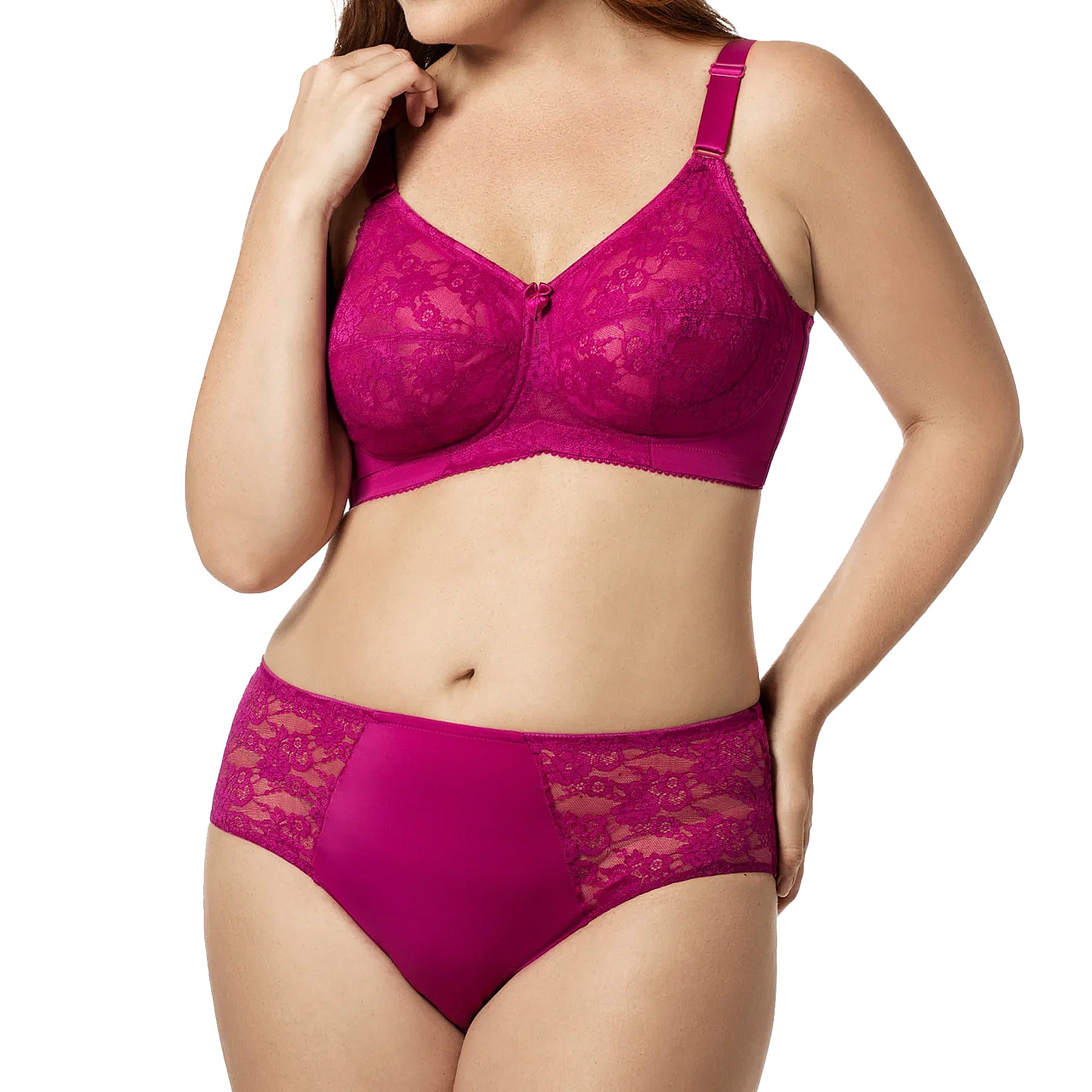 Elila Lace Soft Cup Bra 1303 Fuchsia Set