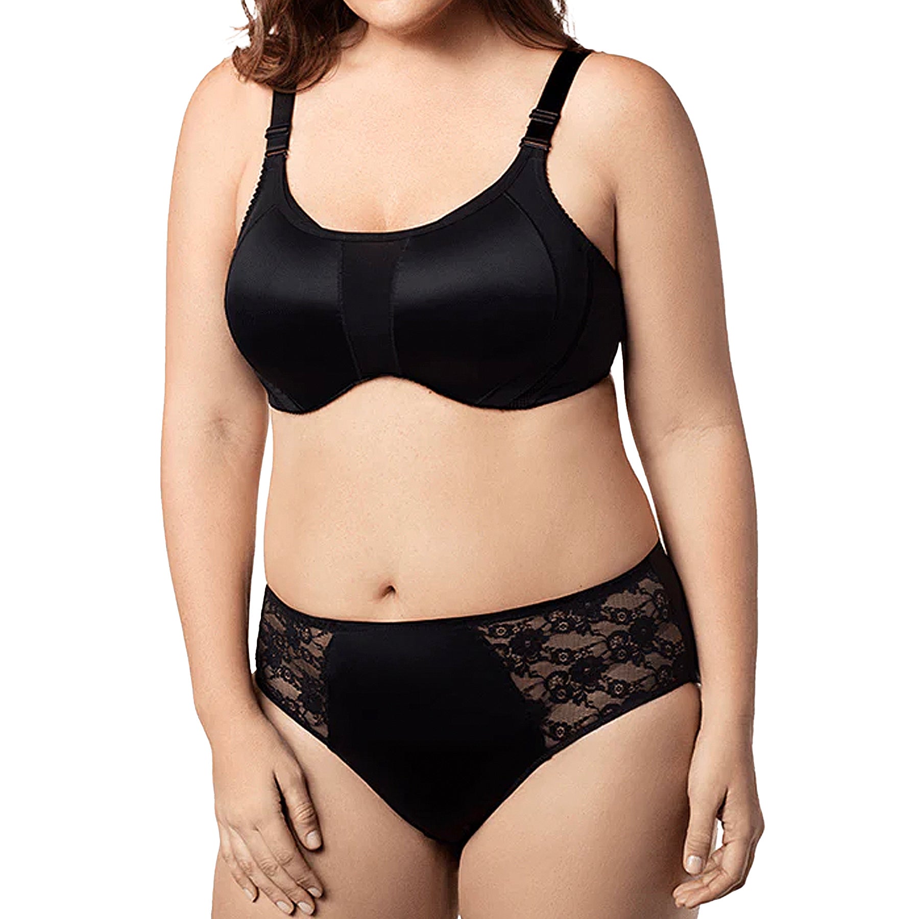 Elila Microfiber Underwire Sports Bra 2511 Black Set