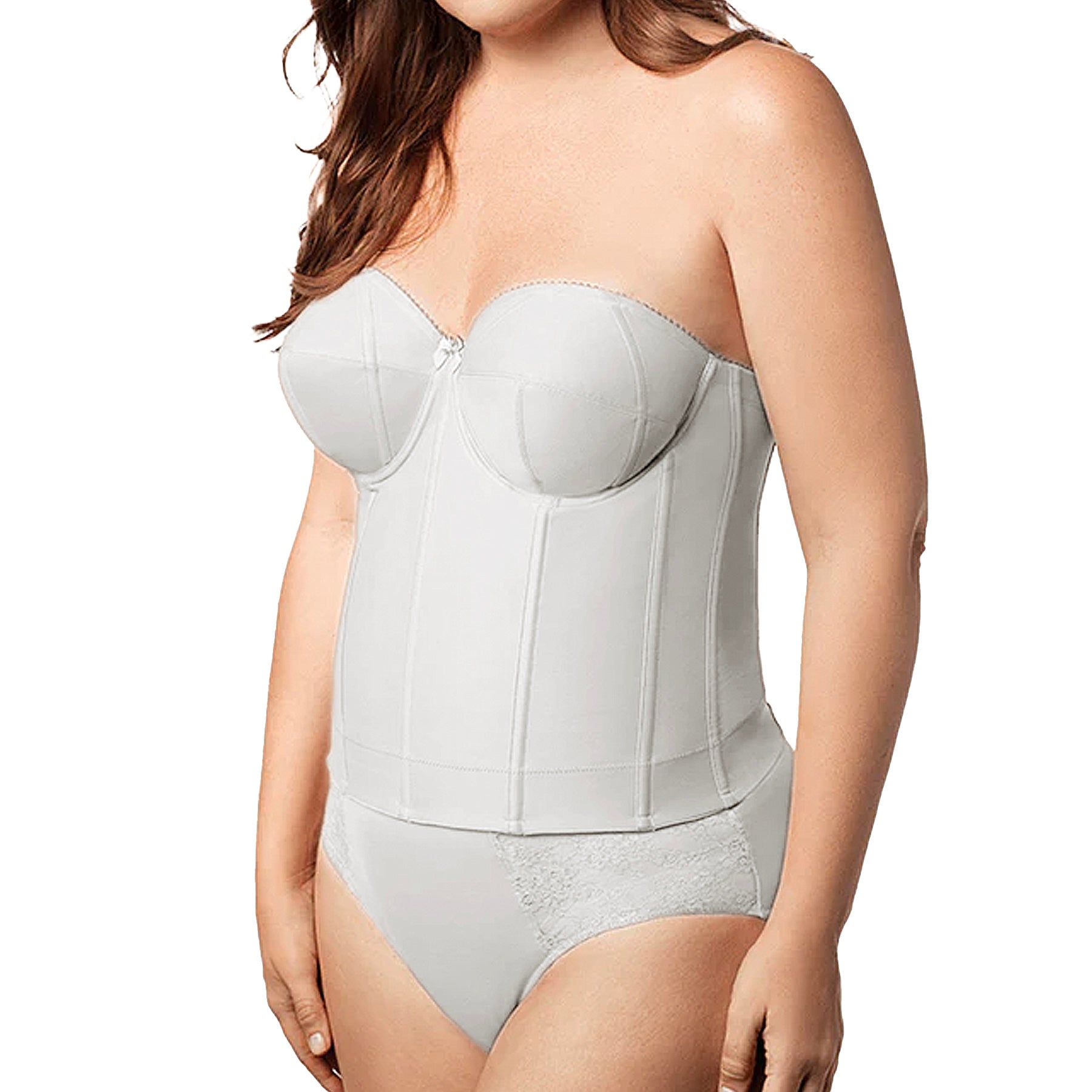 Elila Strapless Longline Bra 6421 White Set