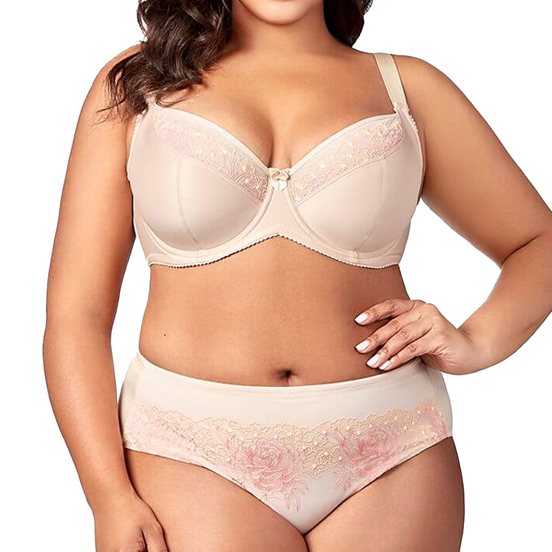 Elila Swiss Embroidery Balcony Underwire Bra 2918 Nude Set