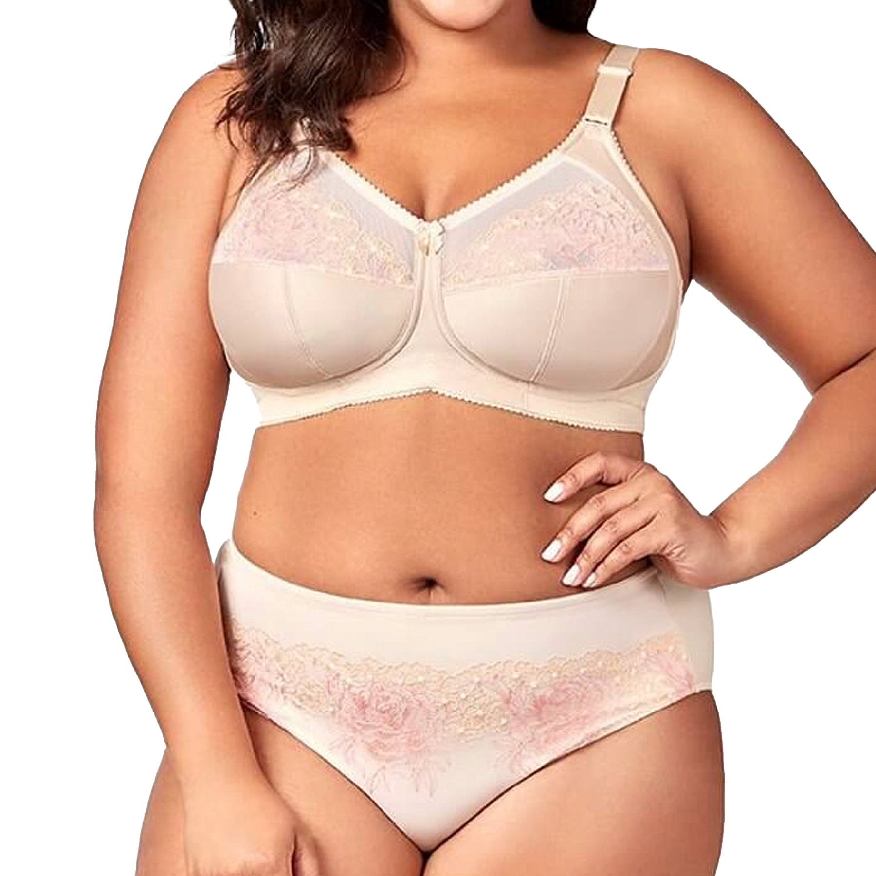 Elila Swiss Embroidery Soft Cup Bra 1801 Nude Set