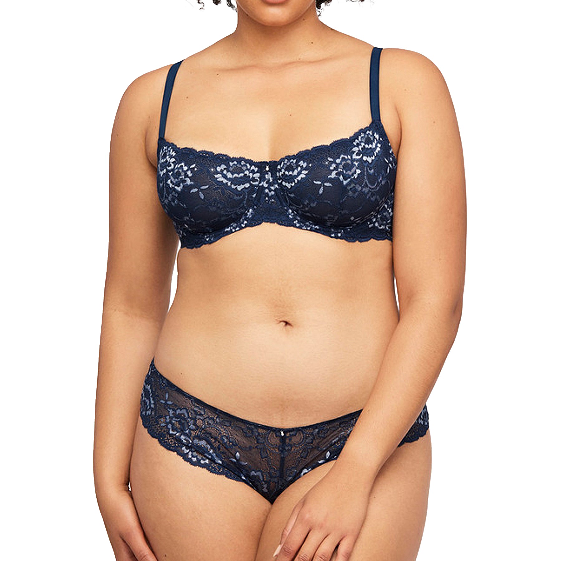 Montelle Flirt Demi Lace Bra 9312 Gemstone Blue Heaven Set