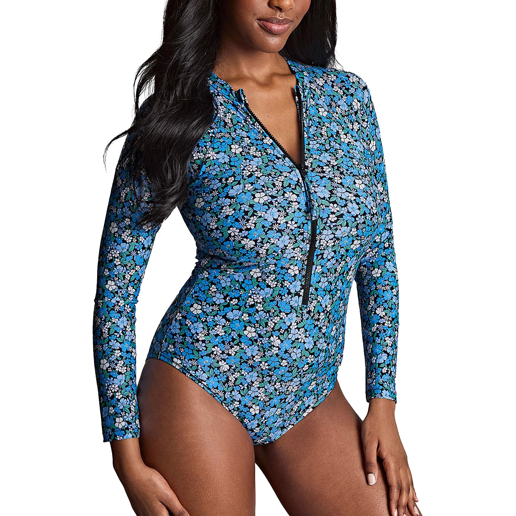Panache Grace Long Sleeve No Wire Swimsuit SW1725A Posy Print Side