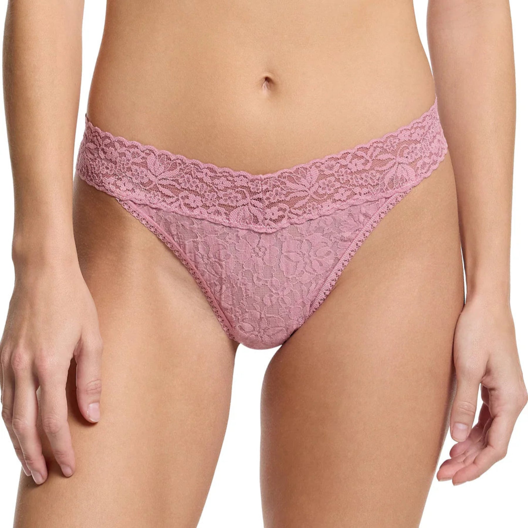 Hanky Panky Flora Lace Original Rise Thong 5B1102 - Mauve Orchid Pink