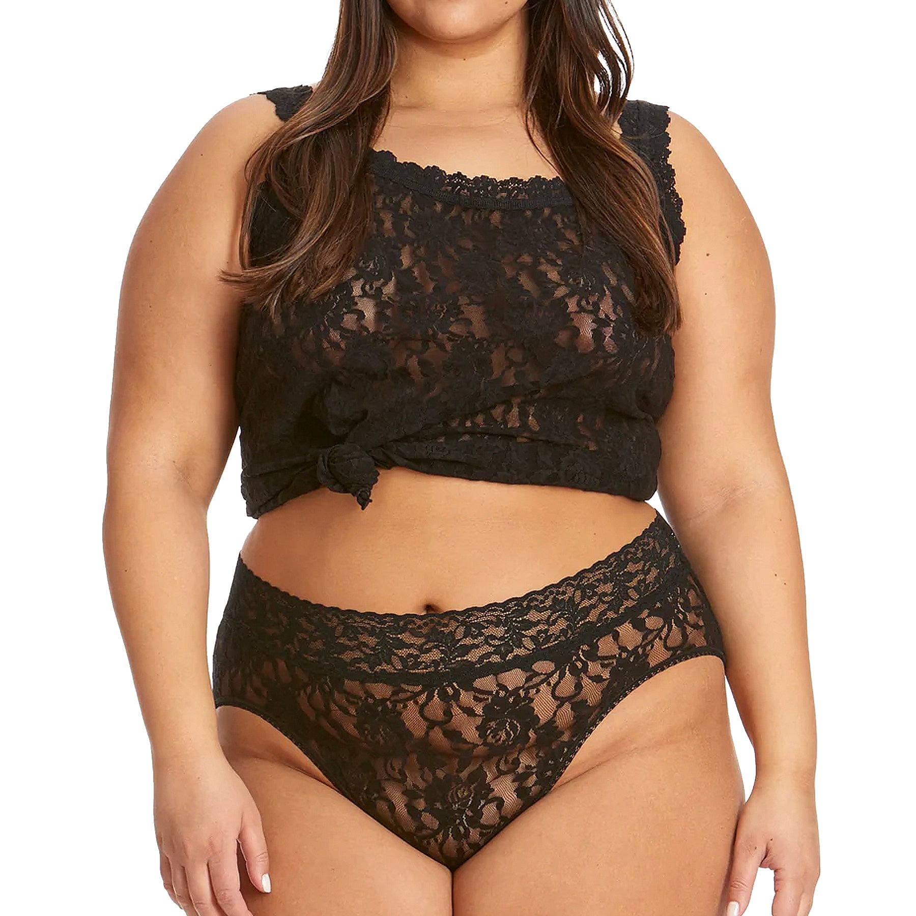 Hanky Panky Plus Size Signature Lace French Brief 461X Black Set
