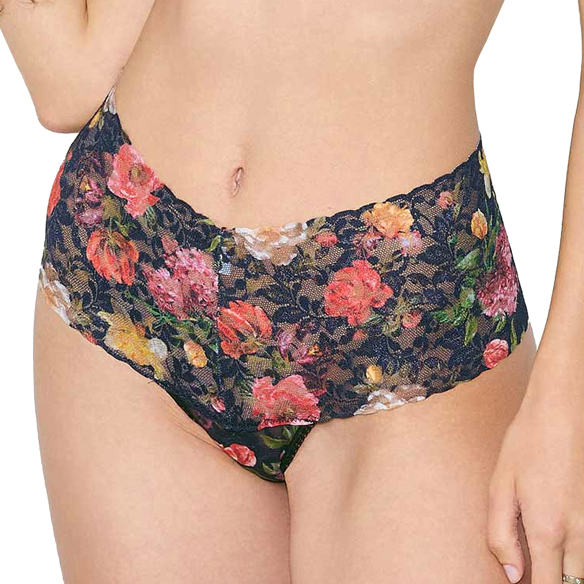 Hanky Panky Printed Retro Lace Thong 9K1926 Moonlit Front