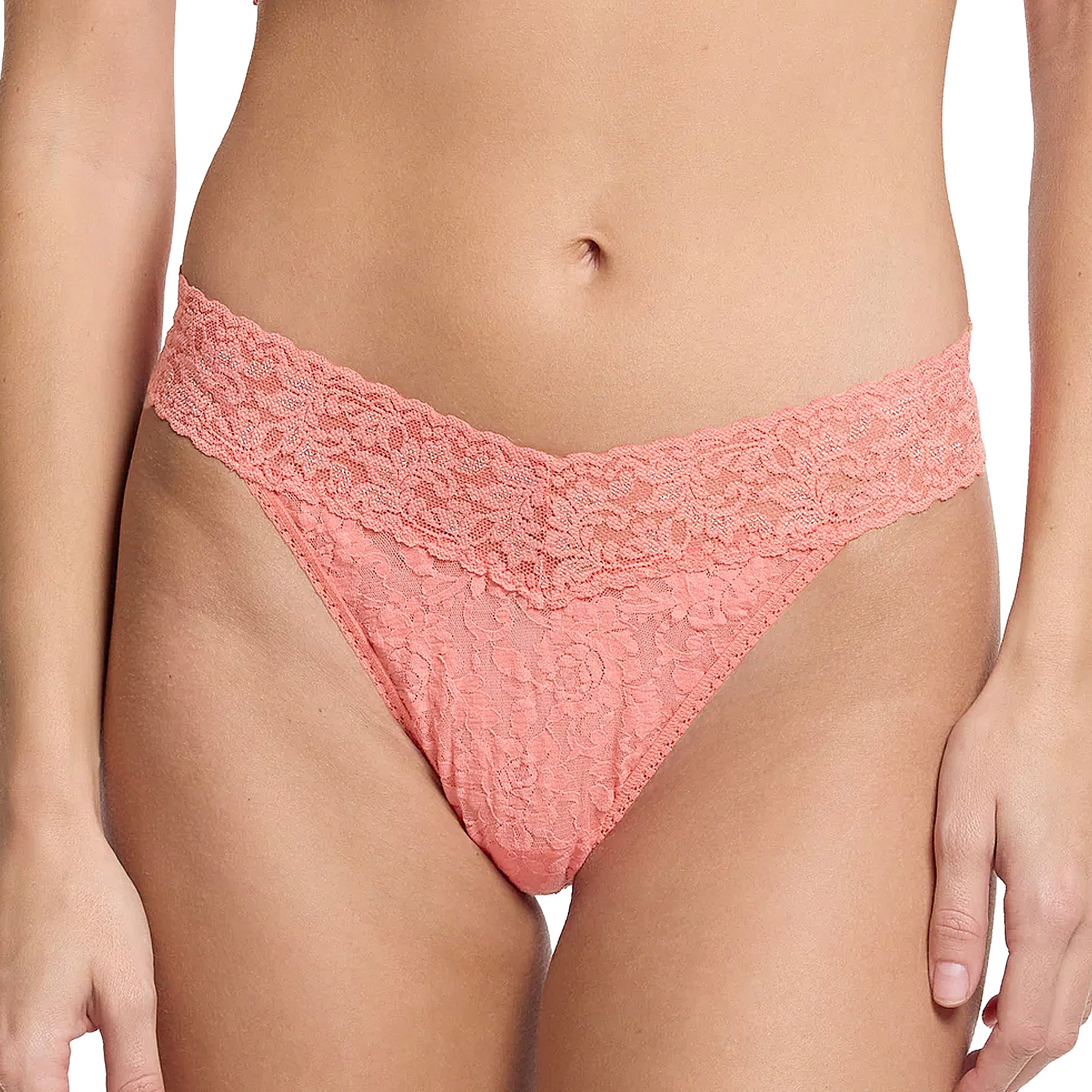 Hanky Panky Signature Lace Original Rise Thong 4811 Snapdragon Peach Front