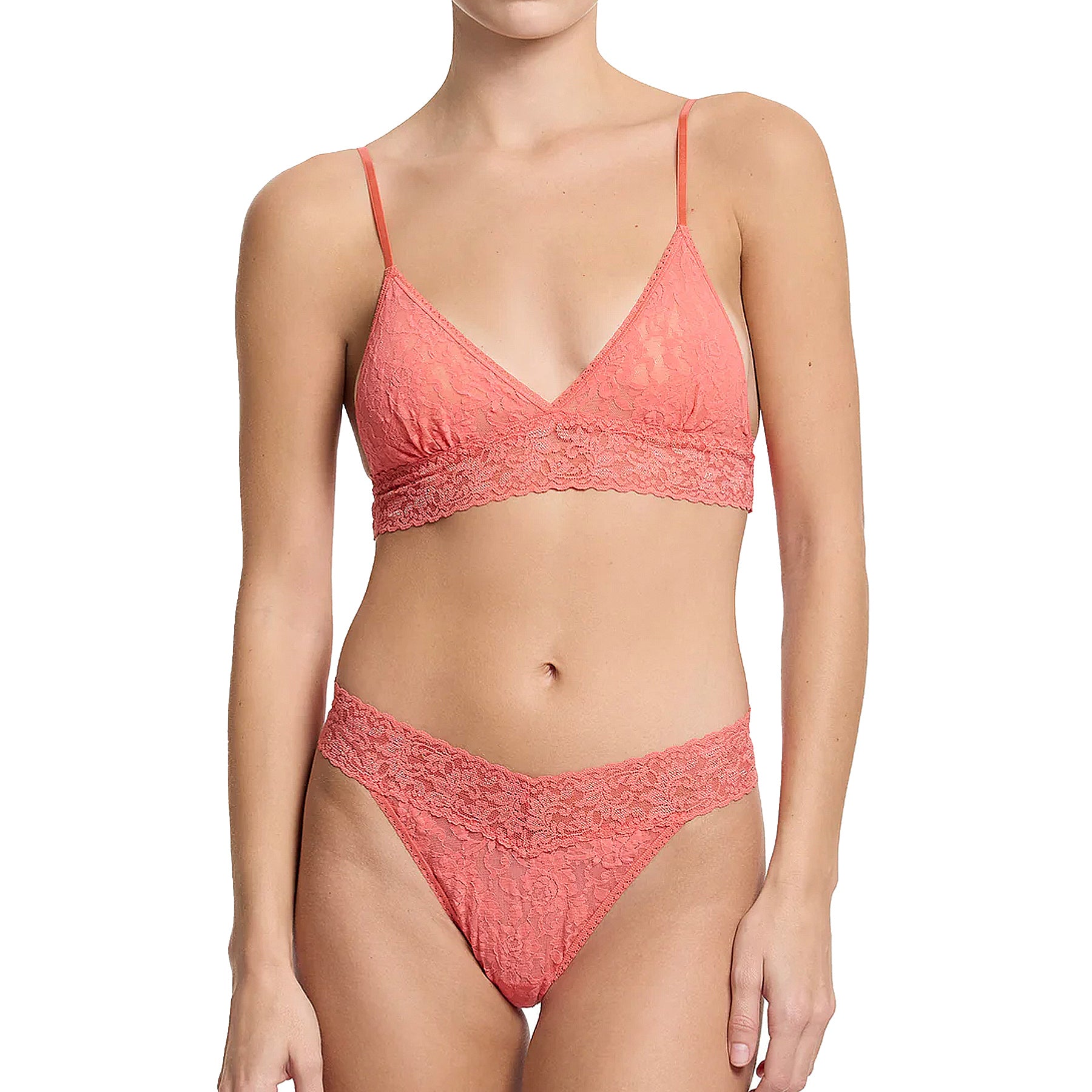 Hanky Panky Signature Lace Original Rise Thong 4811 Snapdragon Peach Set