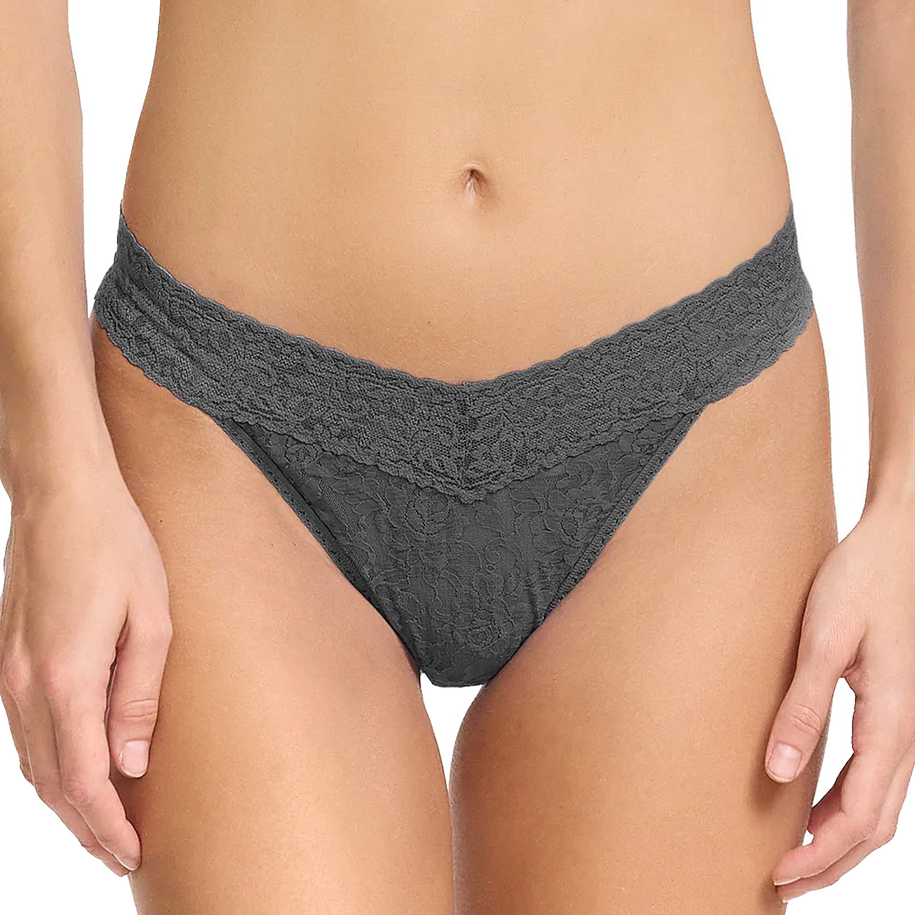 Hanky Panky Signature Lace Original Rise Thong 4811P Granite Front
