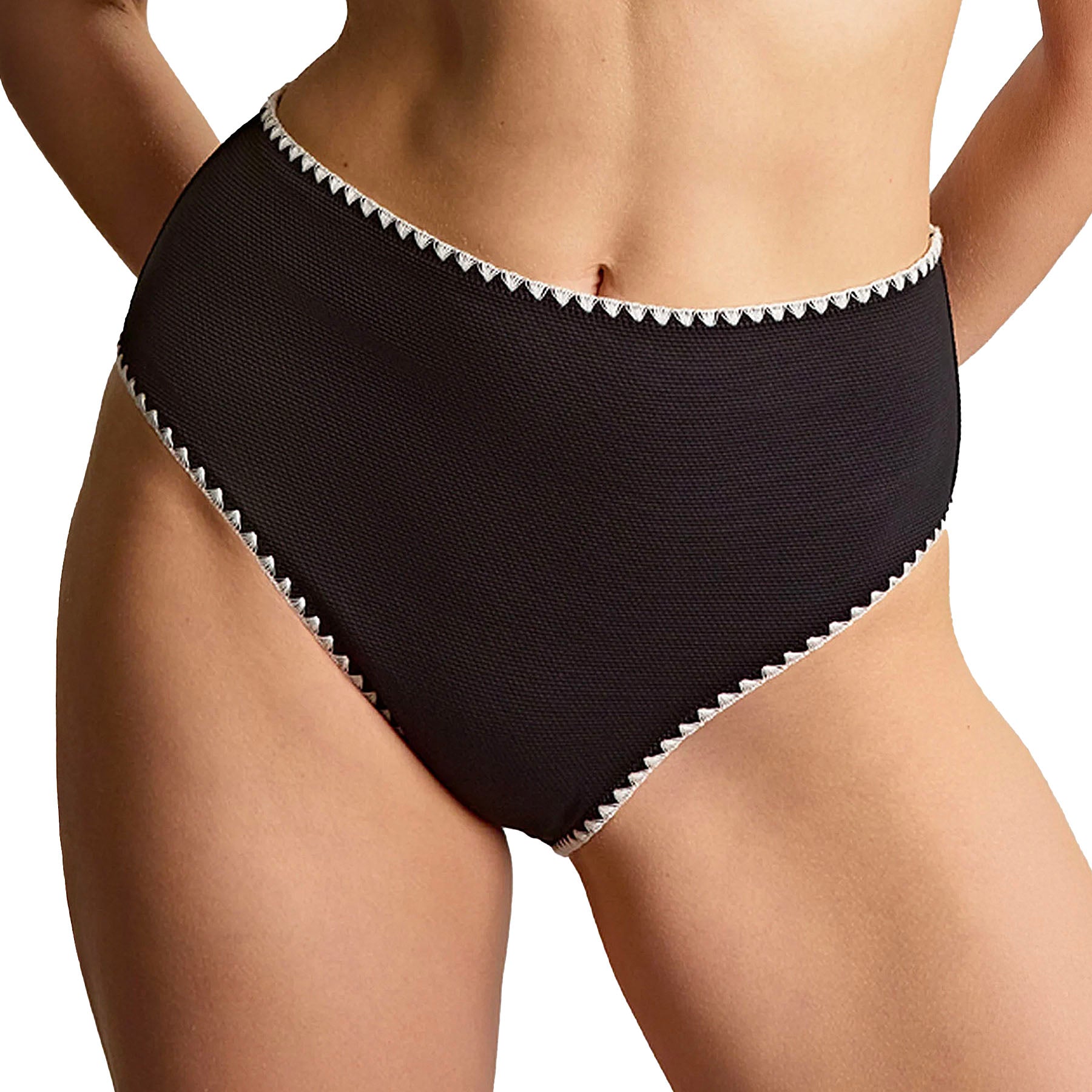 Panache High Waist Bikini Brief SW2035E Aurora Black White Front