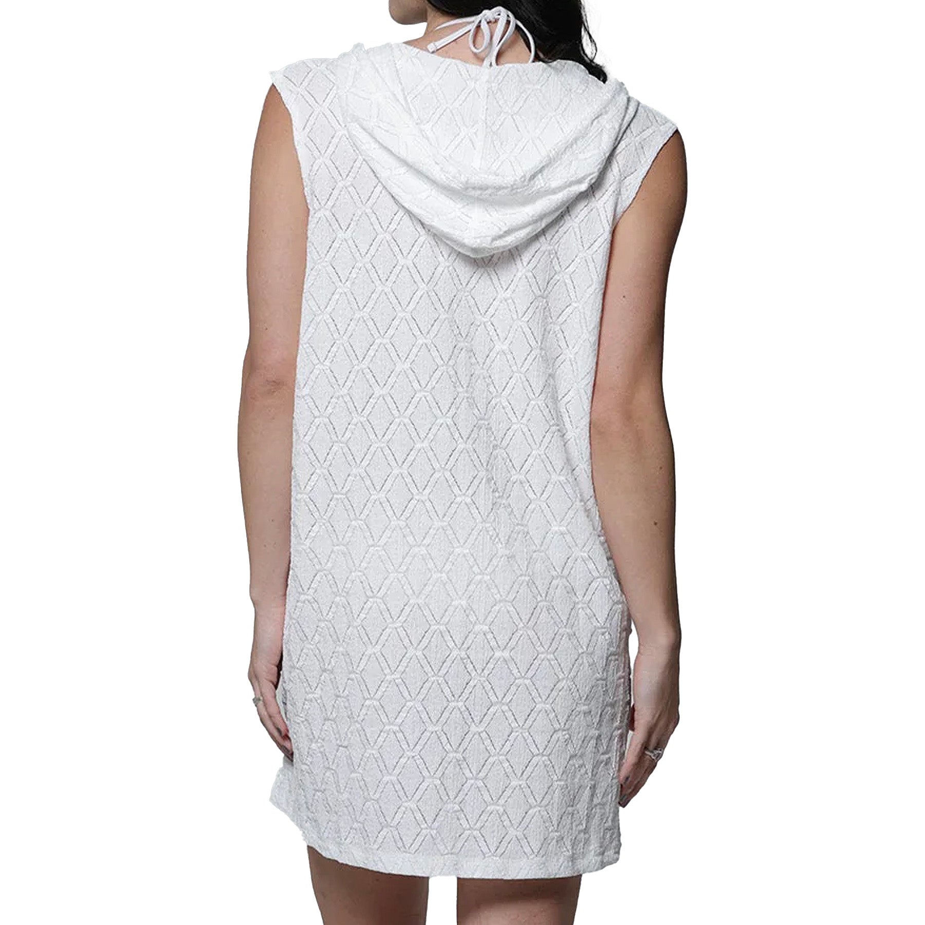 J Valdi Athena Sleeveless Full Zip Hoodie Coverup J10476 White Back