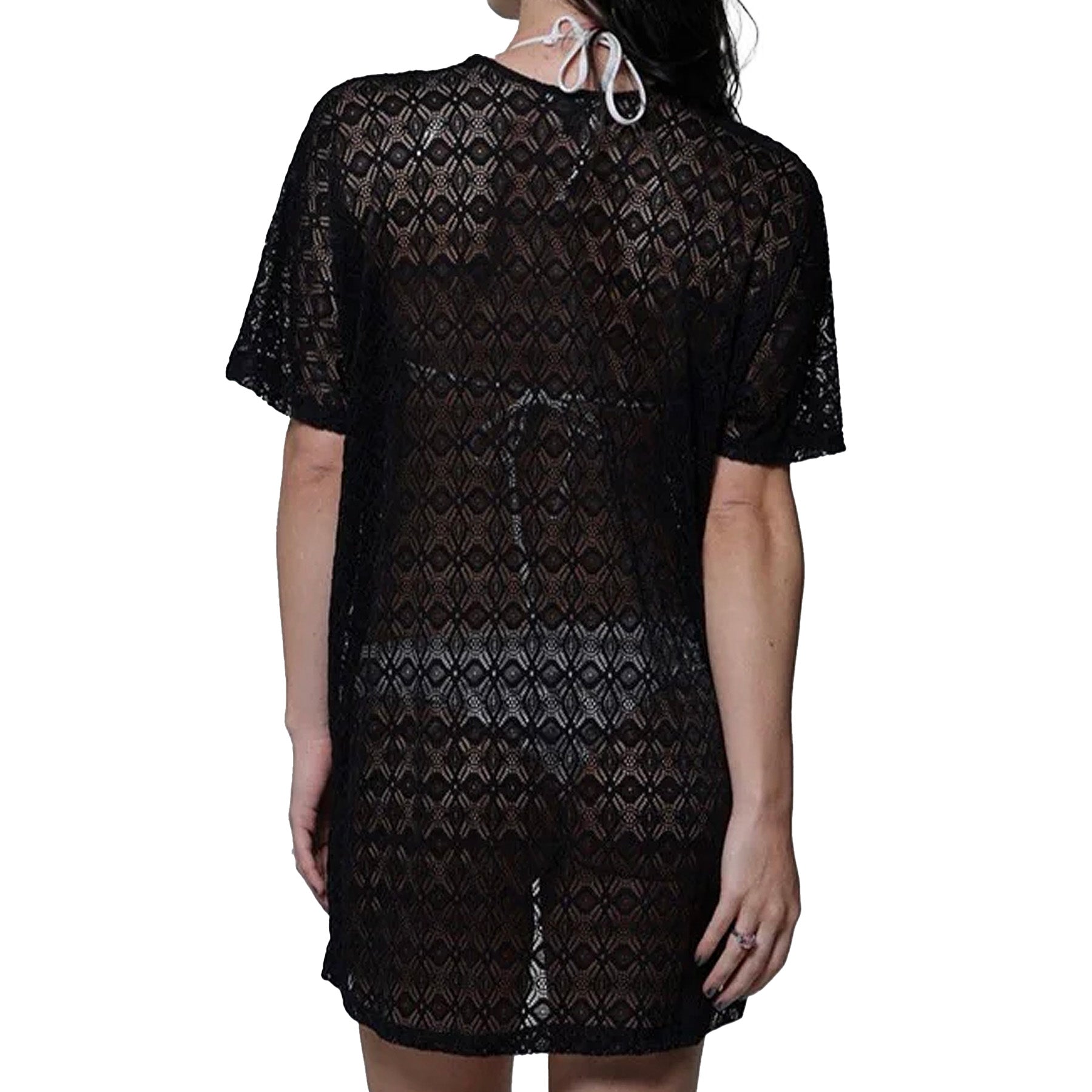 J Valdi Diamante Open Front Kimono Coverup J15466 Black Back