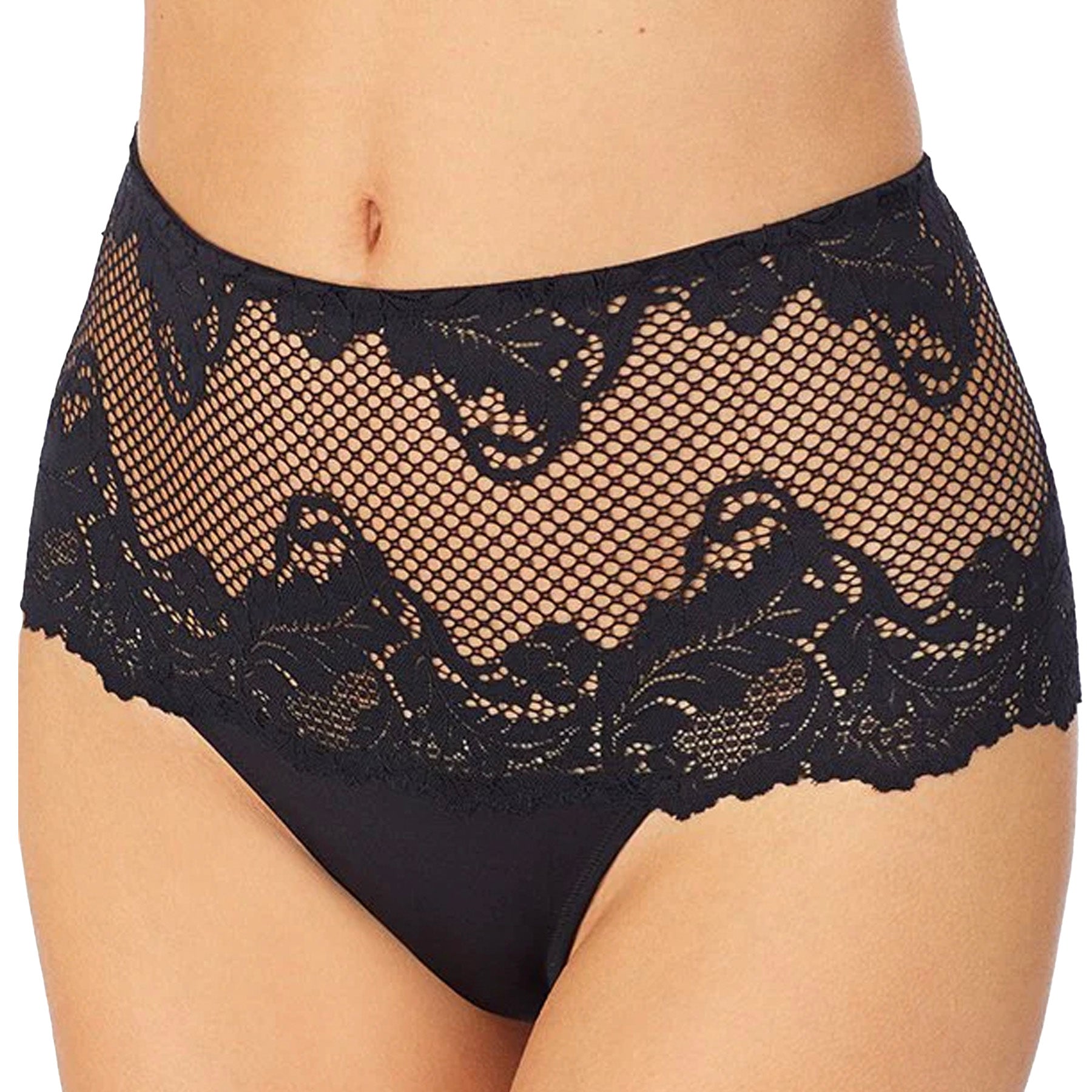 Le Mystere Lace Allure High Waist Thong 7946 Black Front