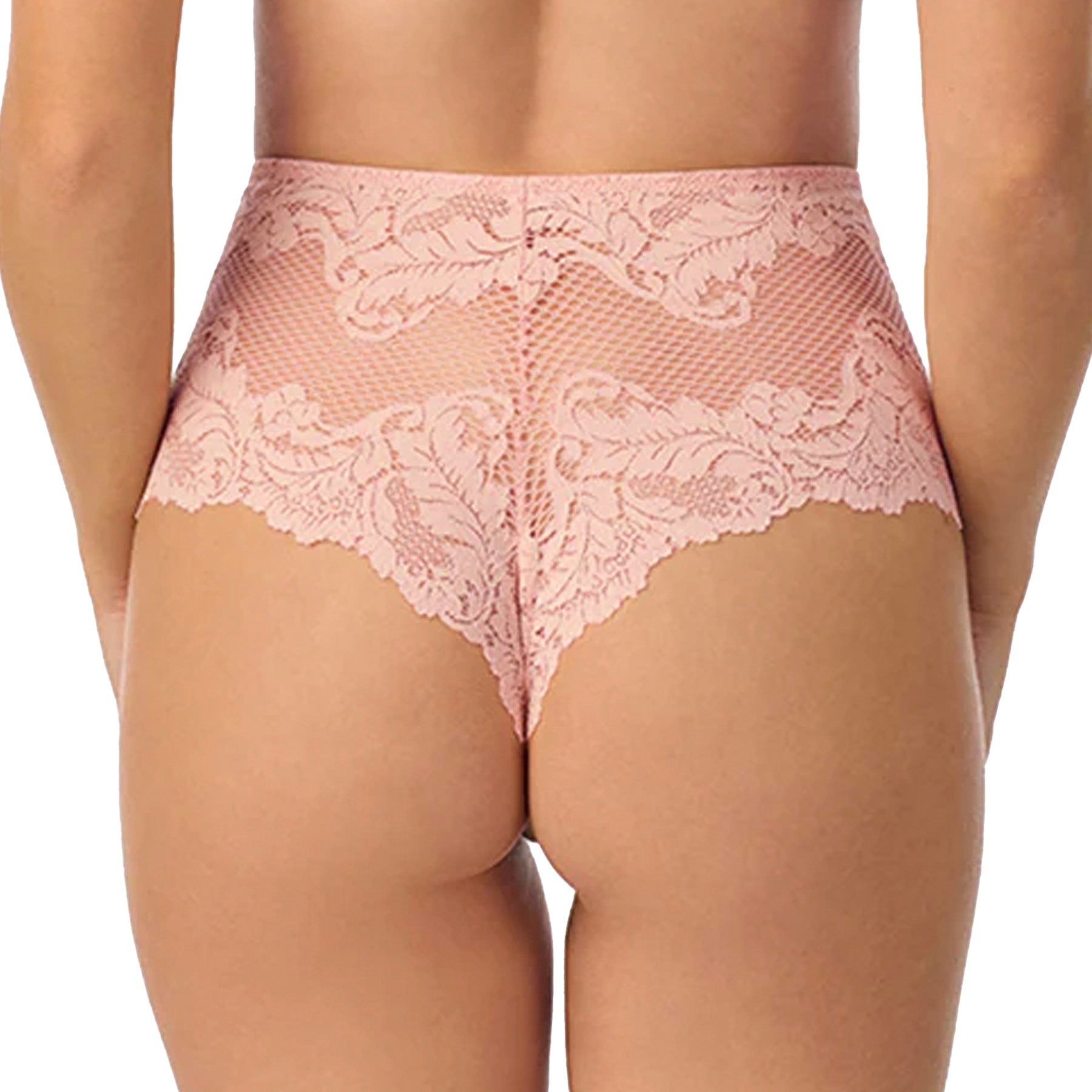 Le Mystere Lace Allure High Waist Thong 7946 Pink Chiffon Back