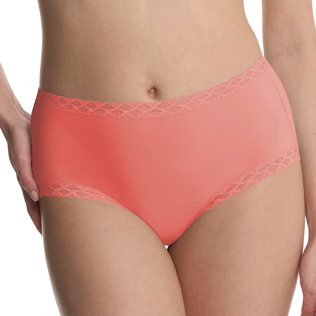 Natori Bliss Cotton Full Brief Panty 755058 Neon Coral Front