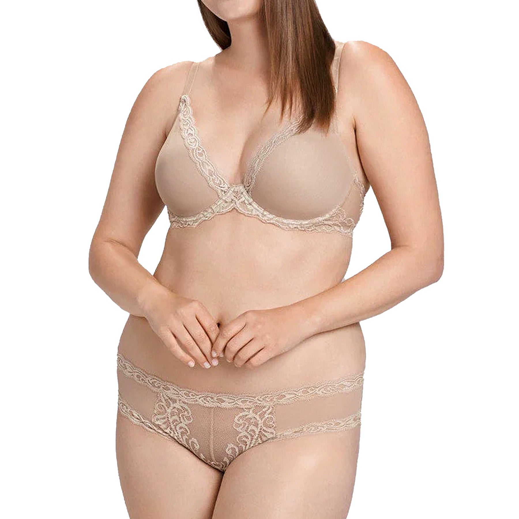 Natori Feathers Contour Plunge Bra 730023 Cafe Set