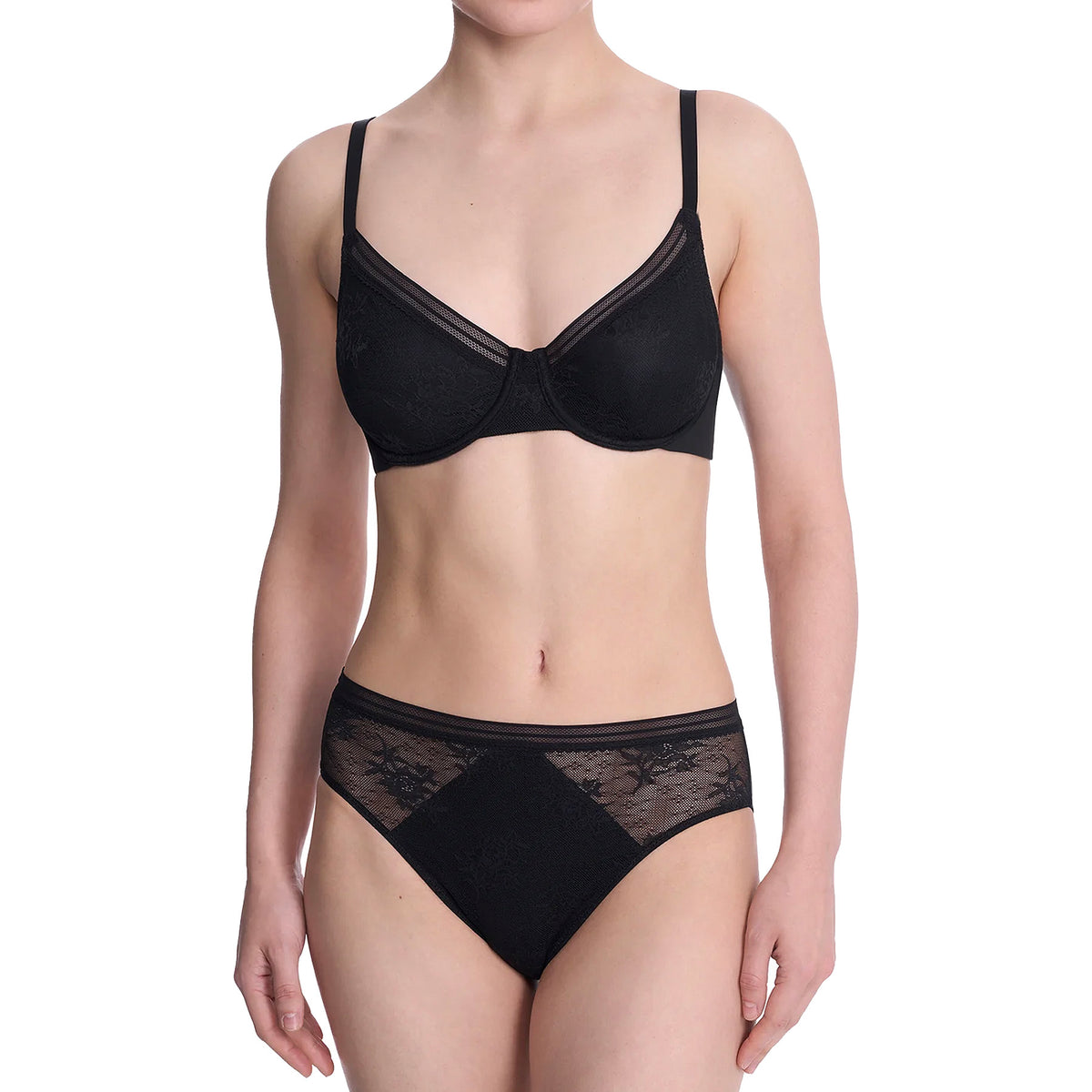 Natori Love Lace Underwire T-Shirt Bra 724351 Black Set
