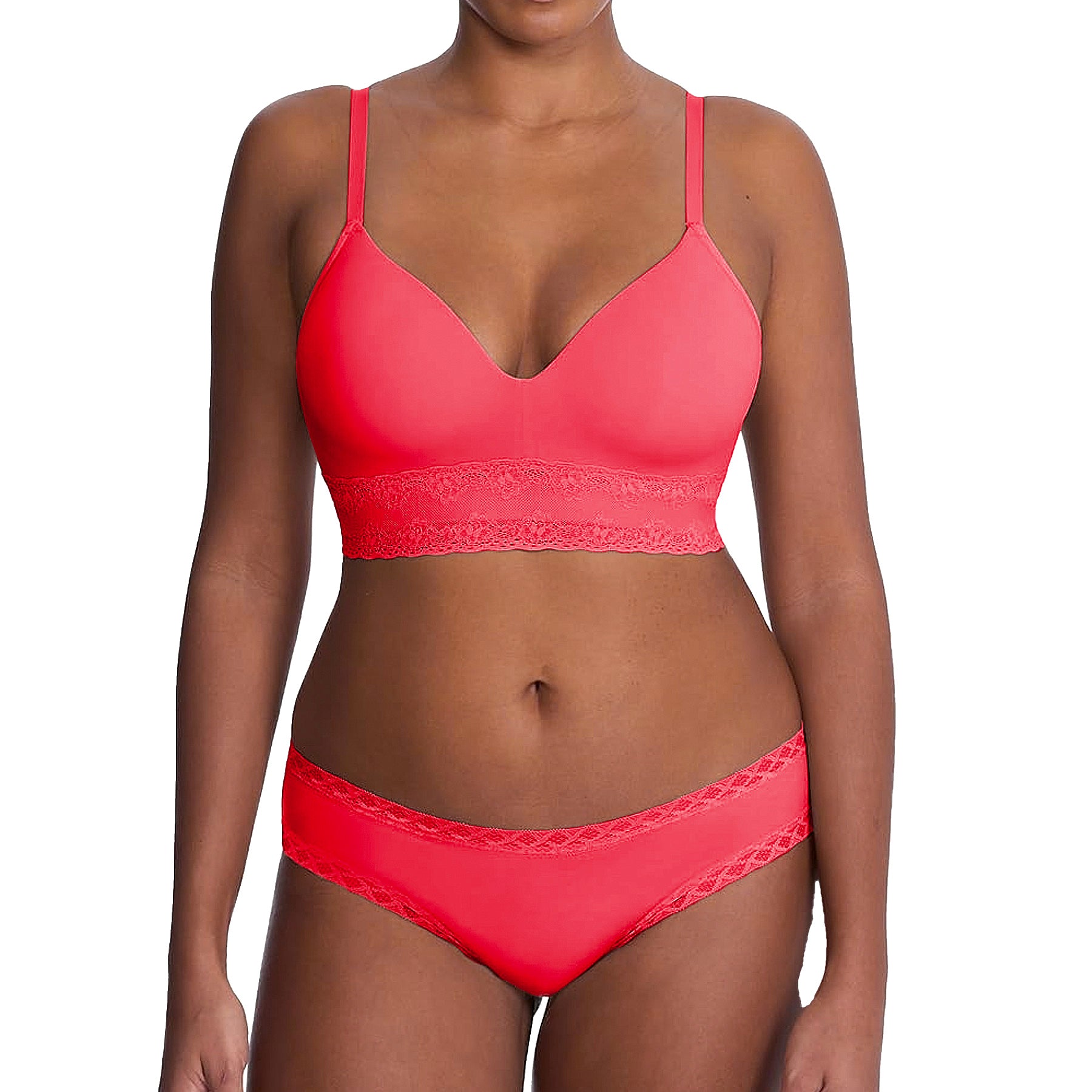 Natori Bliss Perfection Contour Soft Cup Bra 723154 Sunset Coral Set