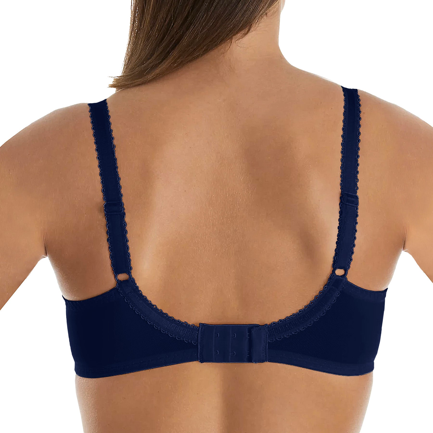 Fit Fully Yours Nicole See-Thru Lace Underwire Bra B2271 Navy Coral Rear View