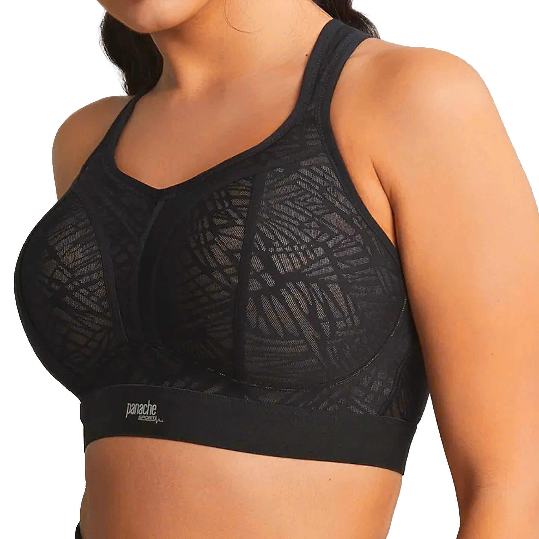 Panache Non Wired Sports Bra 7341C Black/Latte Front