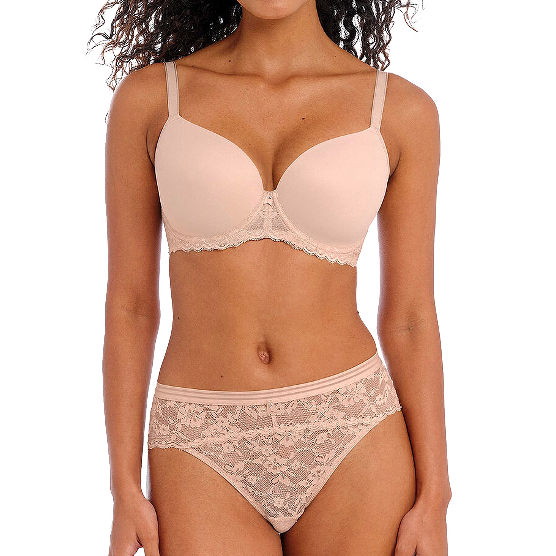 Freya Offbeat Underwire Moulded Demi T-shirt Bra AA5450 Natural Beige Set