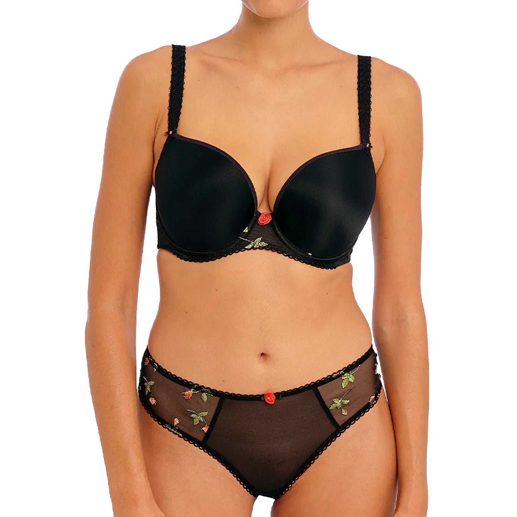 Freya Rose Blossom UW Moulded Plunge T-shirt Bra AA402431 Black Set