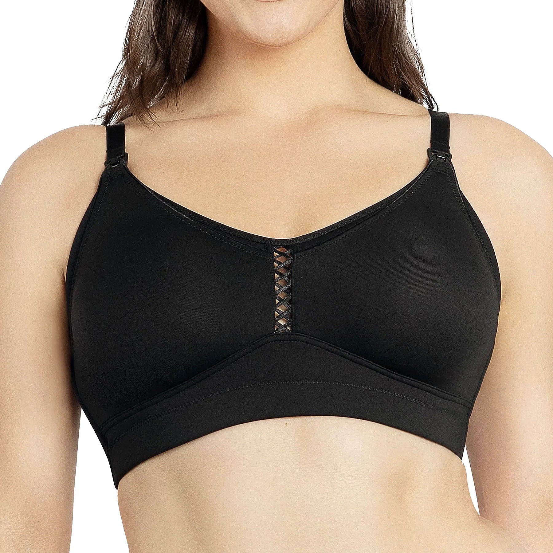 Parfait Erika Seamless Wire-Free Nursing Bra P58611 Black Front