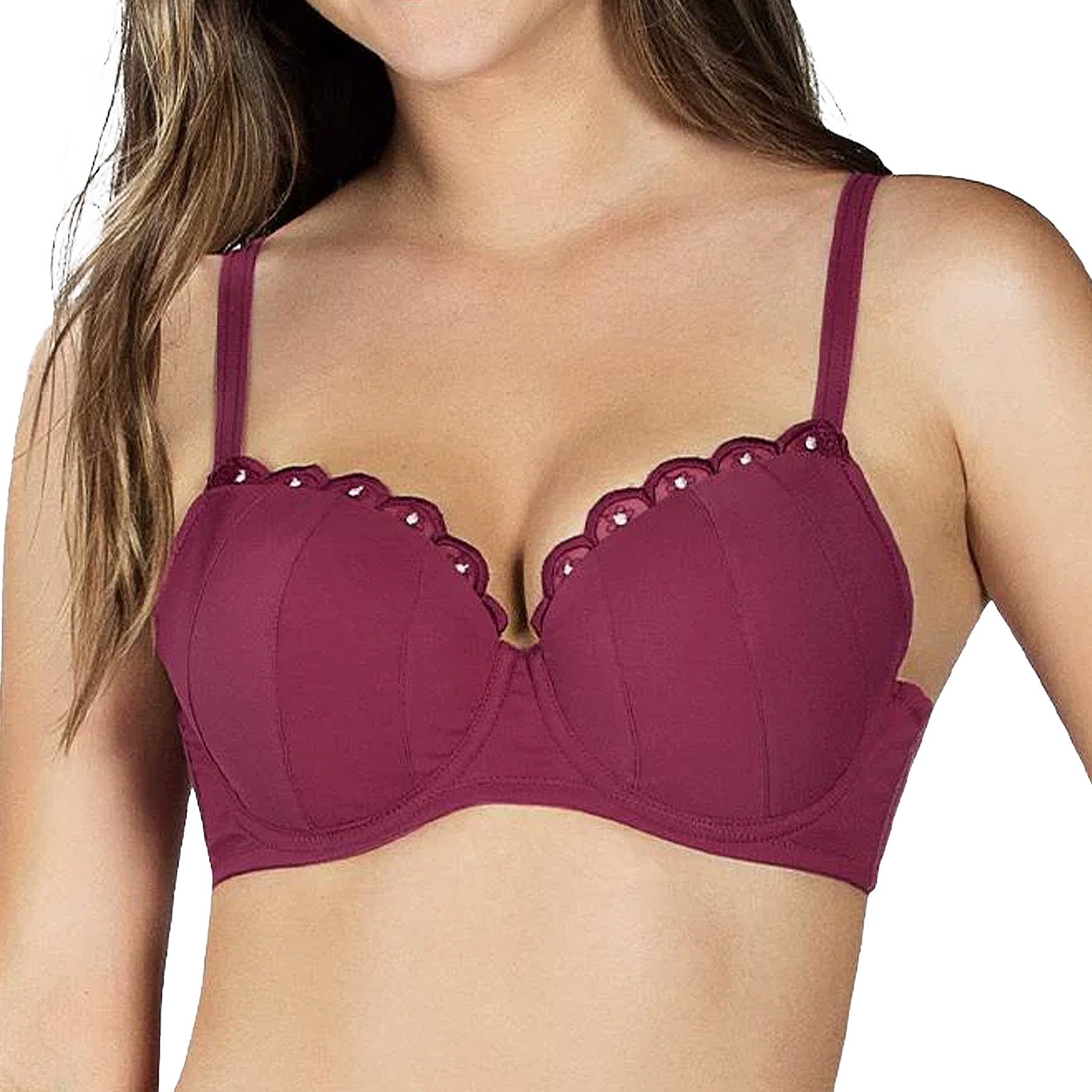 Parfait Paris Embroidered Plunge Bra A1611 Deep Cherry Front
