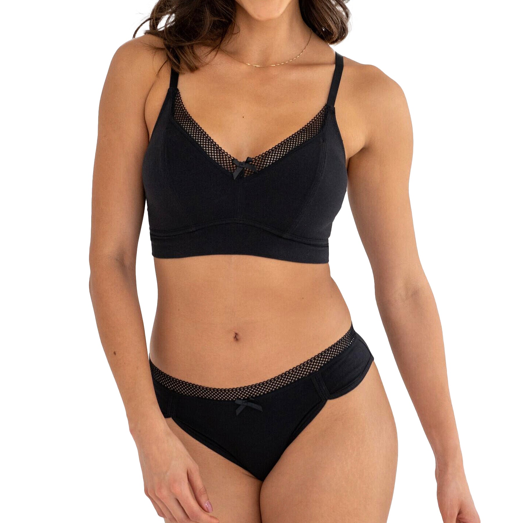 Pour Moi Love to Lounge Cotton Non-Wired Bra PM20101 Black Set