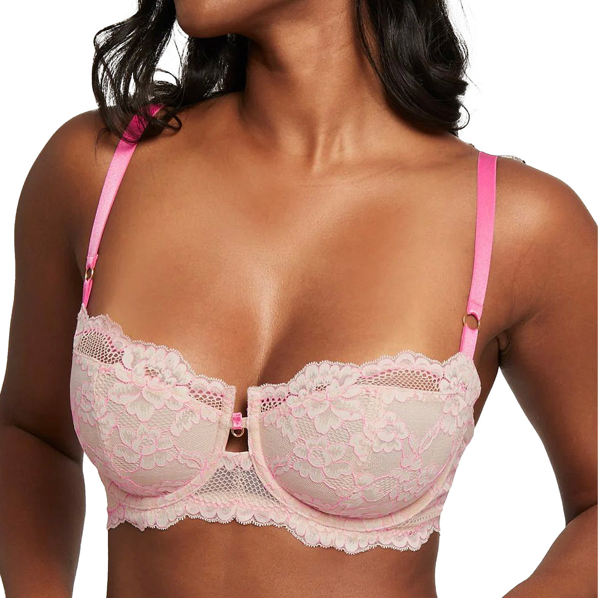 Montelle Pillow Talk Keyhole Balconette Bra 9514 Pink Front