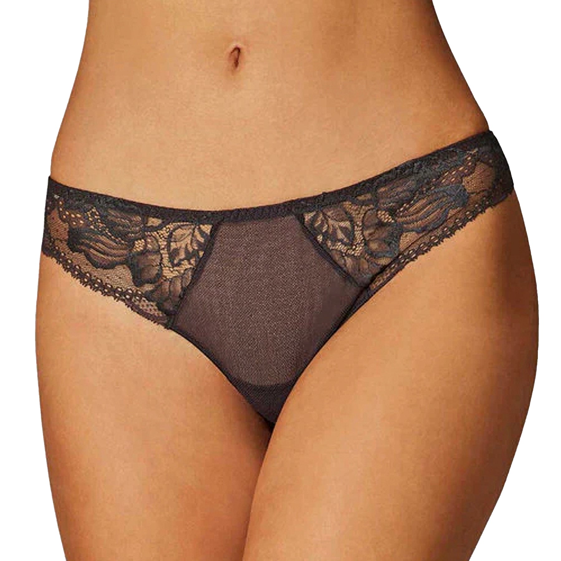 Simone Perele Promesse Tanga 12H710 Deep Charcoal Front