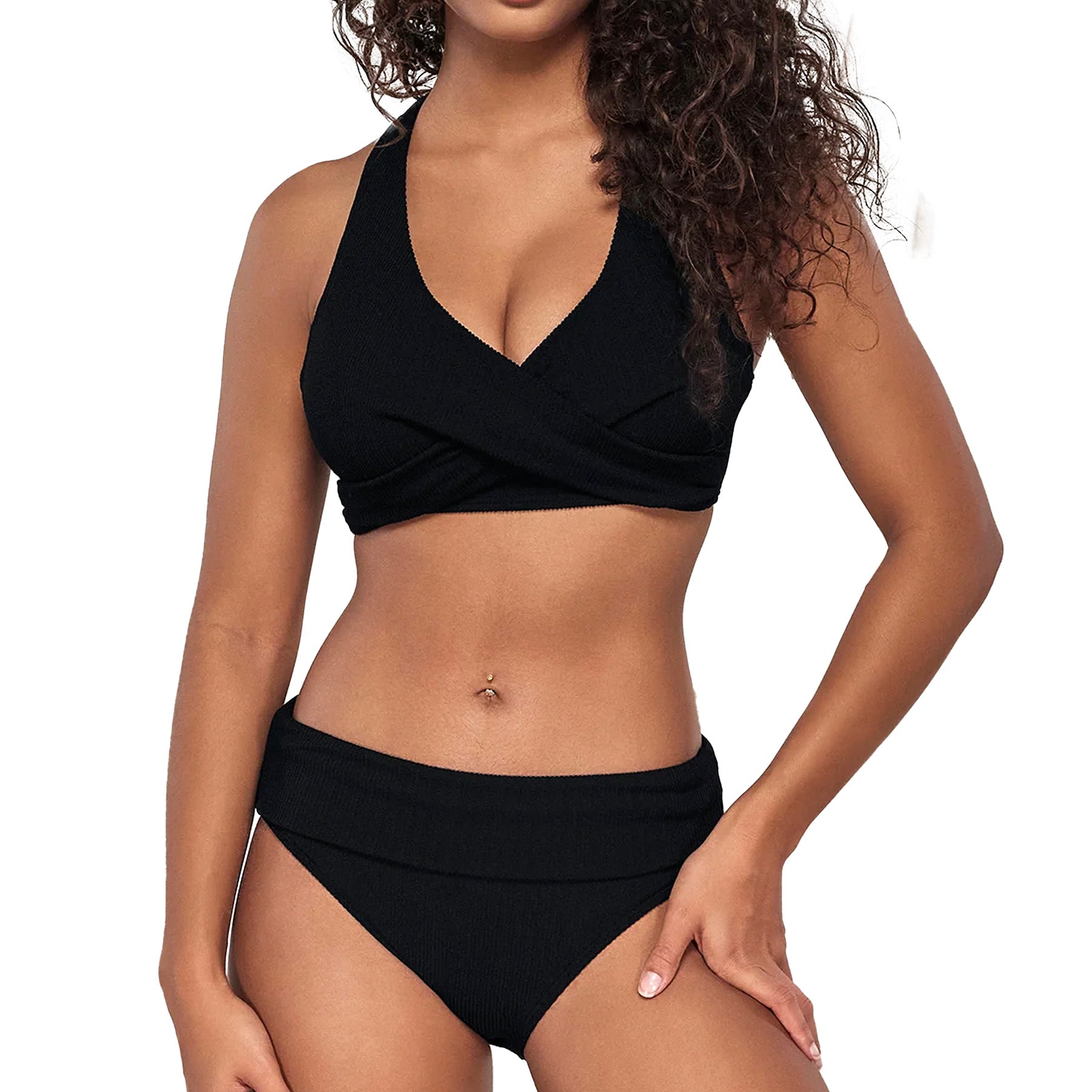 Sunsets Hannah High Waist Bikini Bottom 33B Black Pacifica Set