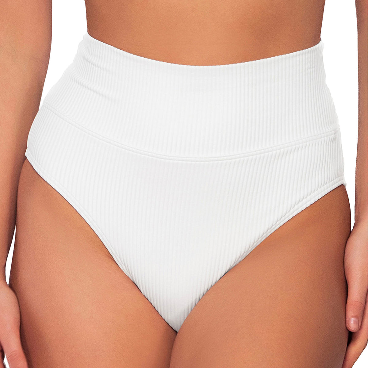 Sunsets Hannah High Waist Bikini Bottom 33B Paloma Rib Front